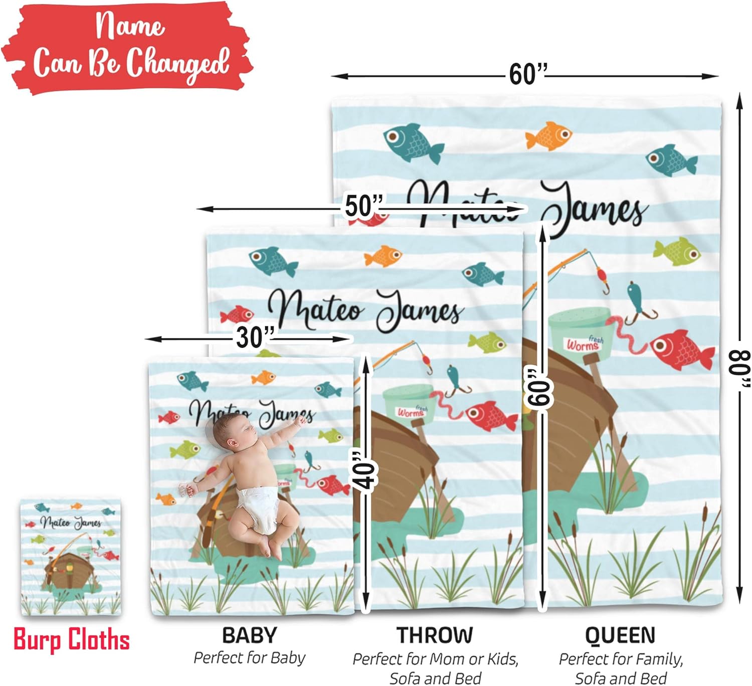 VibeCustom Personalized Fishing Blanket with Name