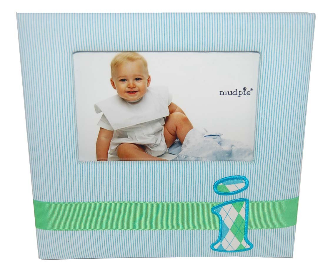 Mud Pie Initial Baby Boy Blue Fabric Frame with Letter I