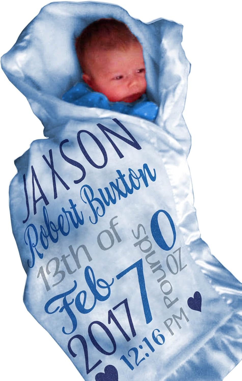 Personalized Baby Blanket for Boys with Name Birth Stats