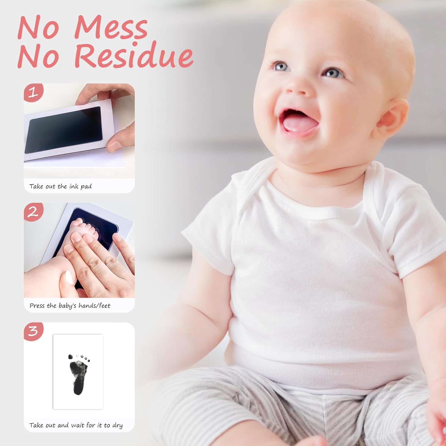 Tubuui Inkless Baby Hand Footprint Kit for Keepsakes