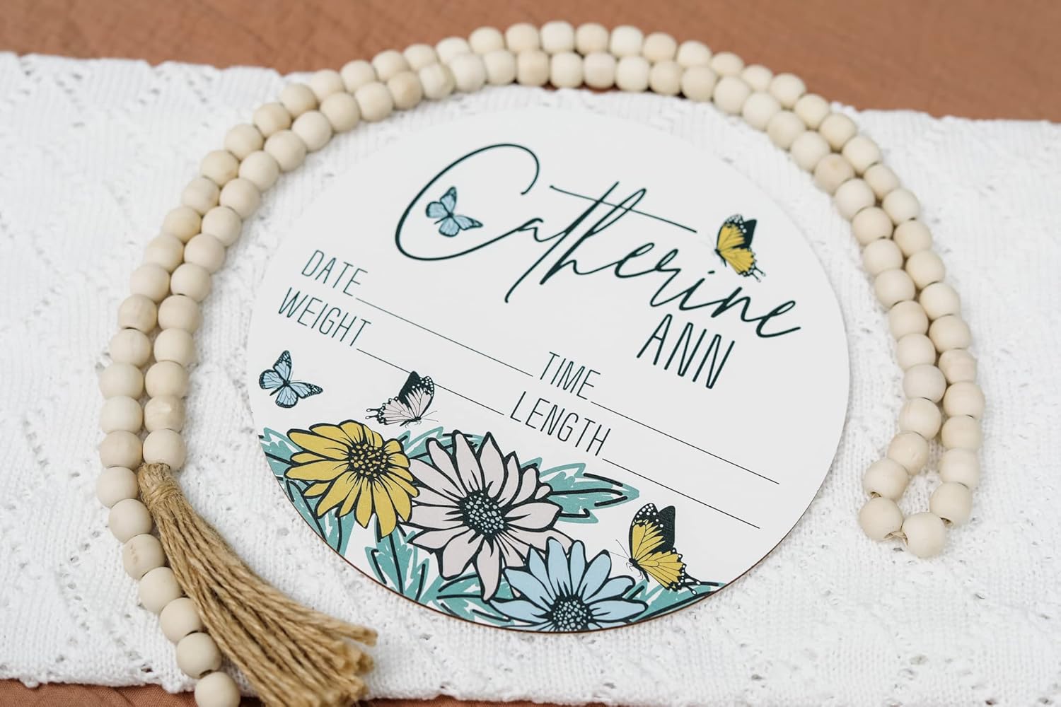Hickory Hollow Designs Birth Stat Sign for Newborn Baby 1
