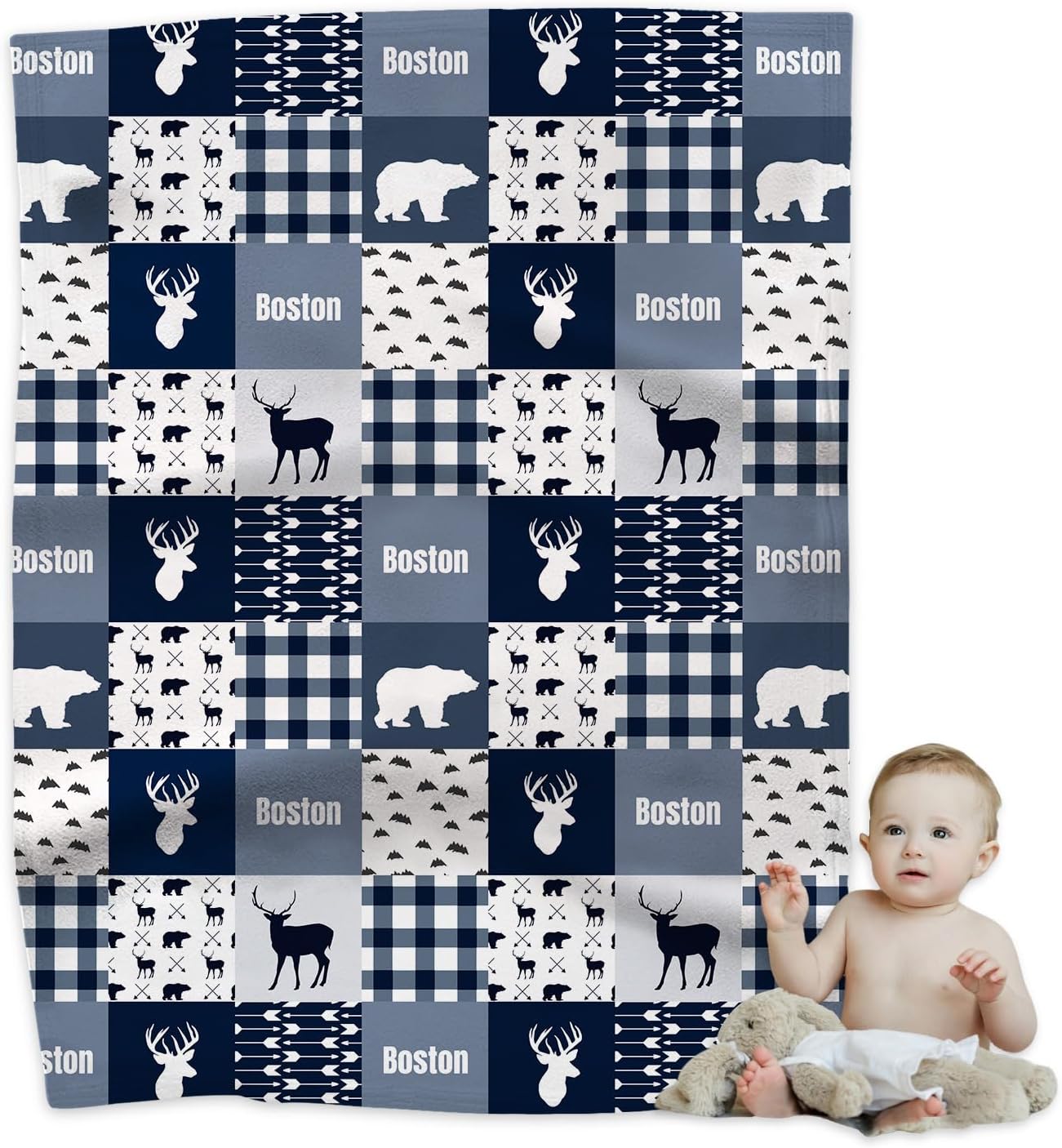 Munific Woodland Deer Personalized Baby Blanket with Name