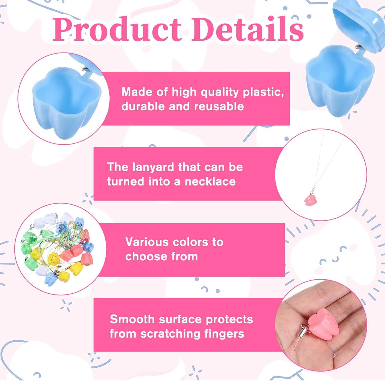 JIYIN 20 Pcs Tooth Necklace Boxes Lost Teeth Organizer