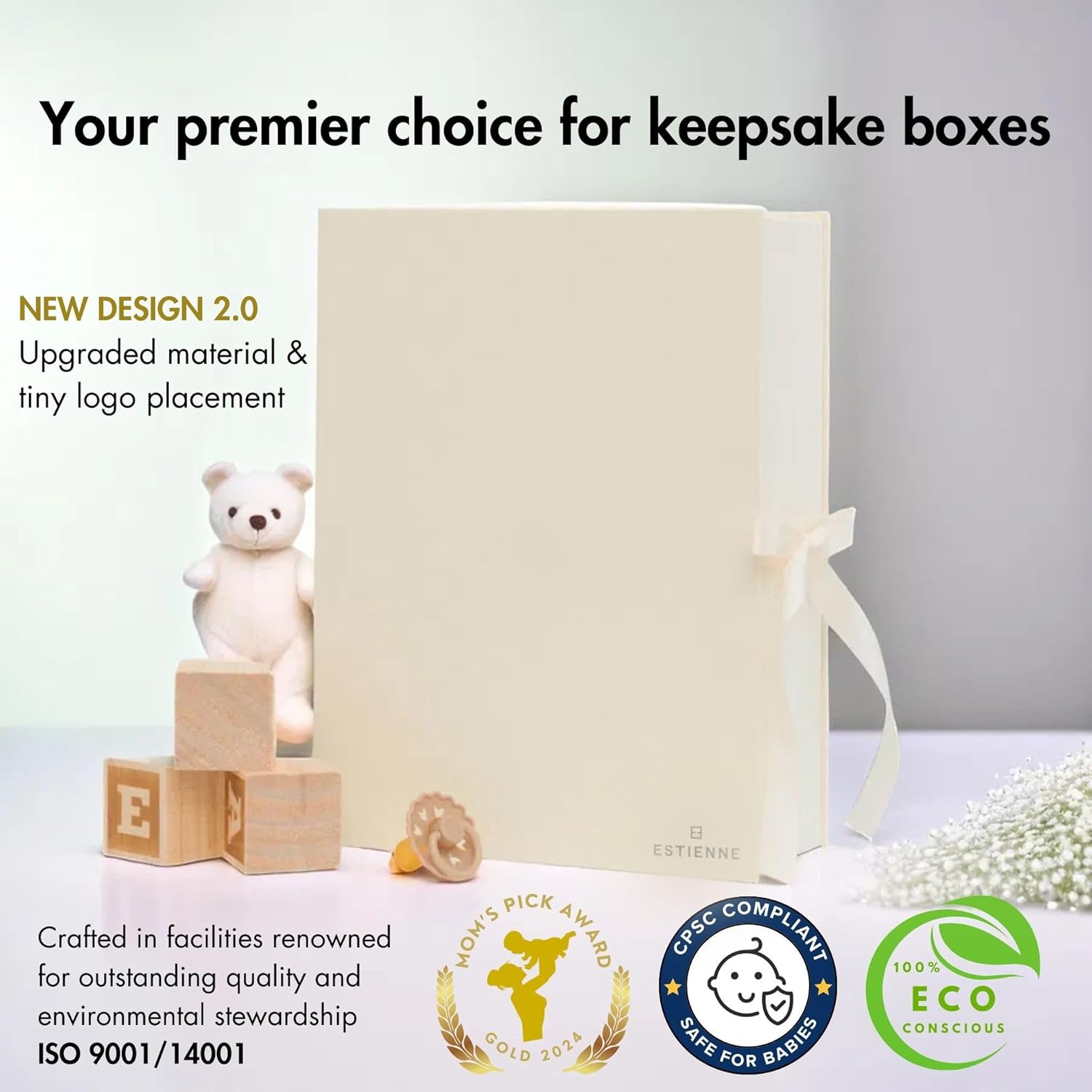 Estienne Large Light Yellow Baby Keepsake Box