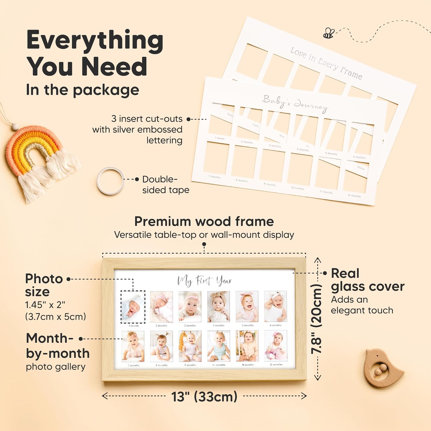 KeaBabies Nova 12-Month Photo Frame for Baby