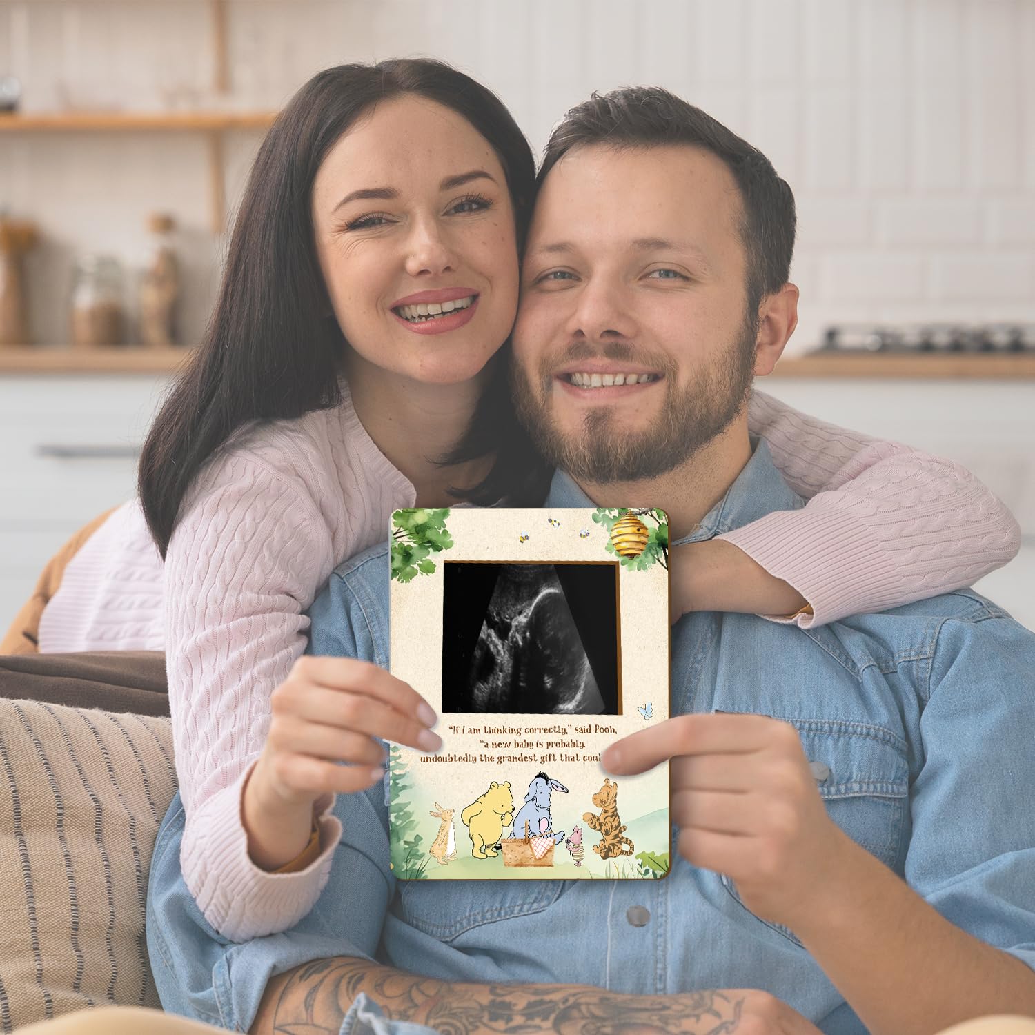 Winnie Pregnancy Keepsake Frame - Gender Reveal Ultrasound Display