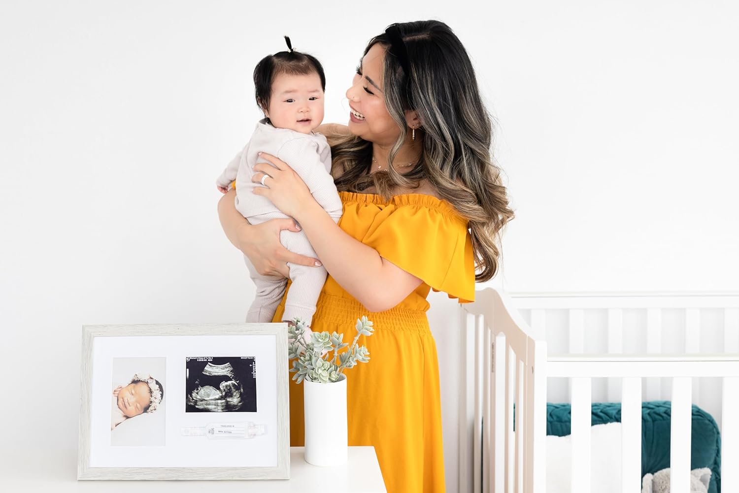 Kate Milo Rustic Picture Frame with ID Bracelet and Sonogram