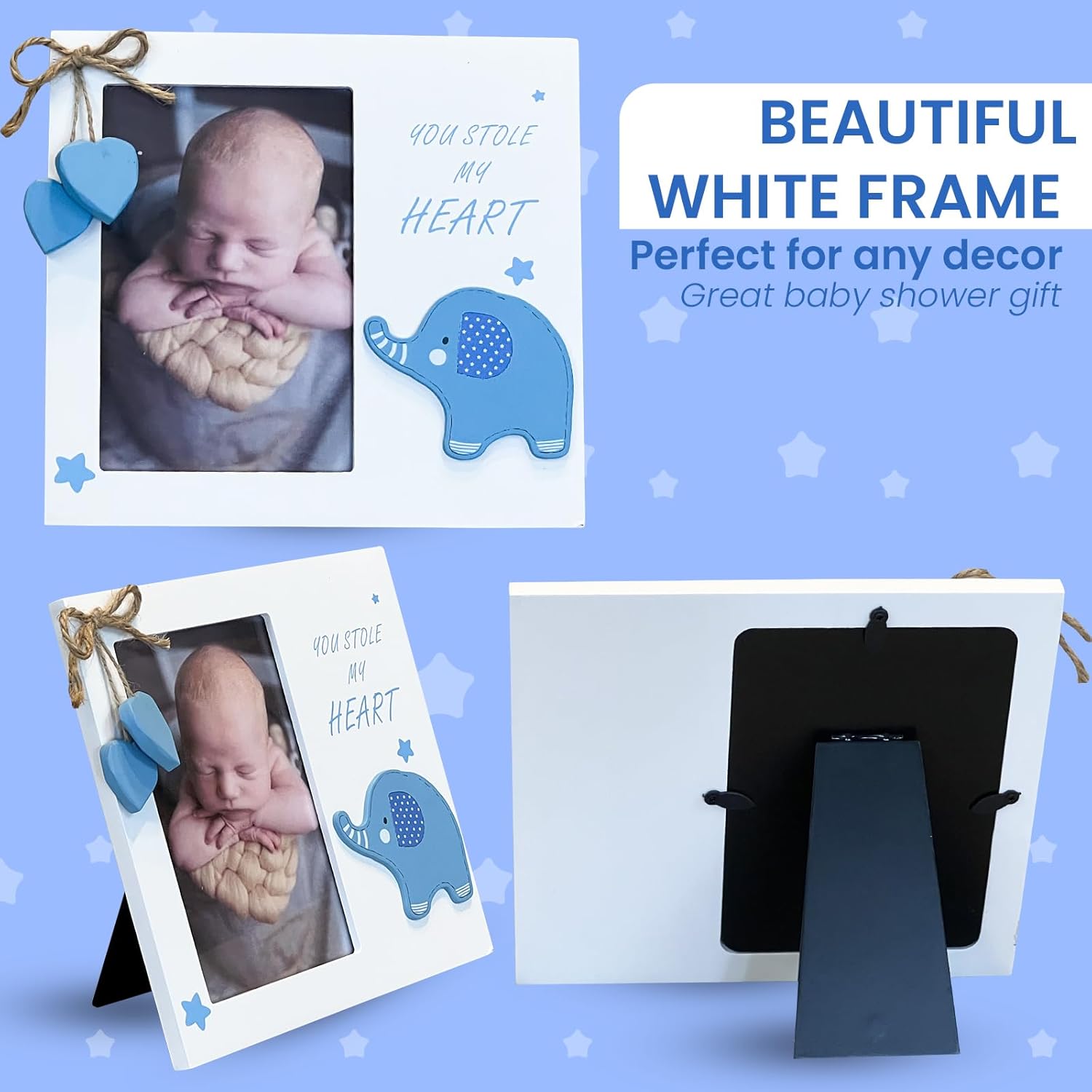 Baby Boy You Stole My Heart Newborn Wooden Frame Blue