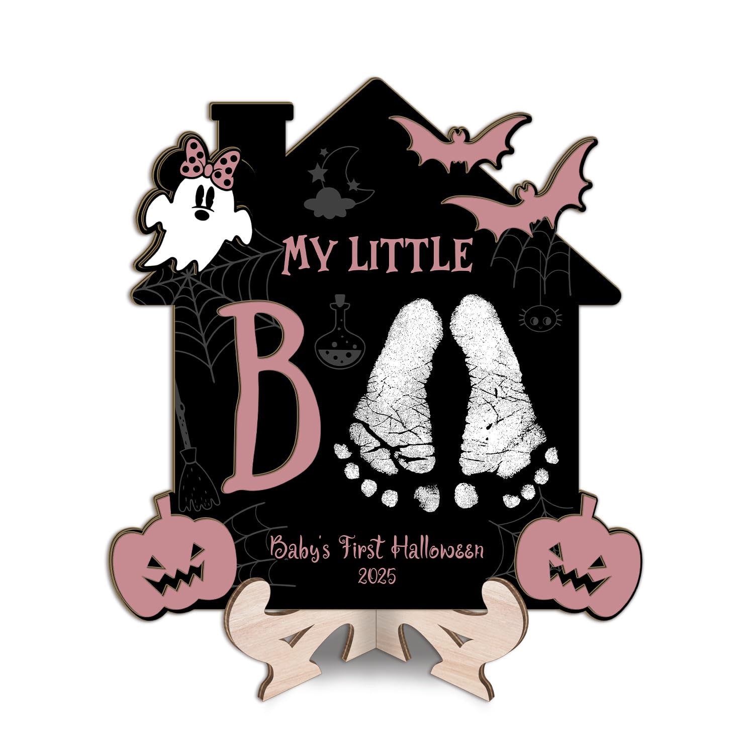 DIY Halloween Footprint Wooden Sign Baby Keepsake Decor