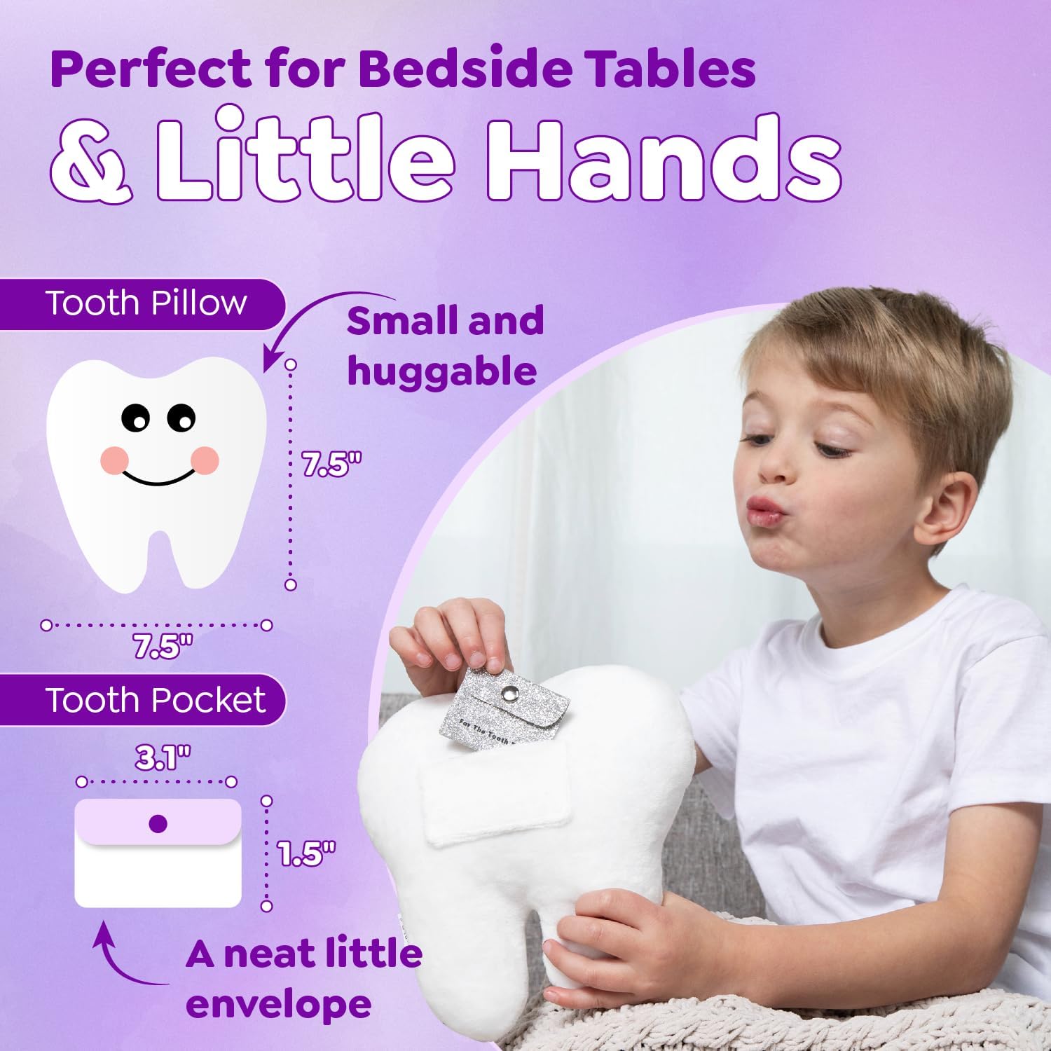 Bold N Tooth Fairy Pillow 75 Snuggly Plush with Sparkly Silver Envelope