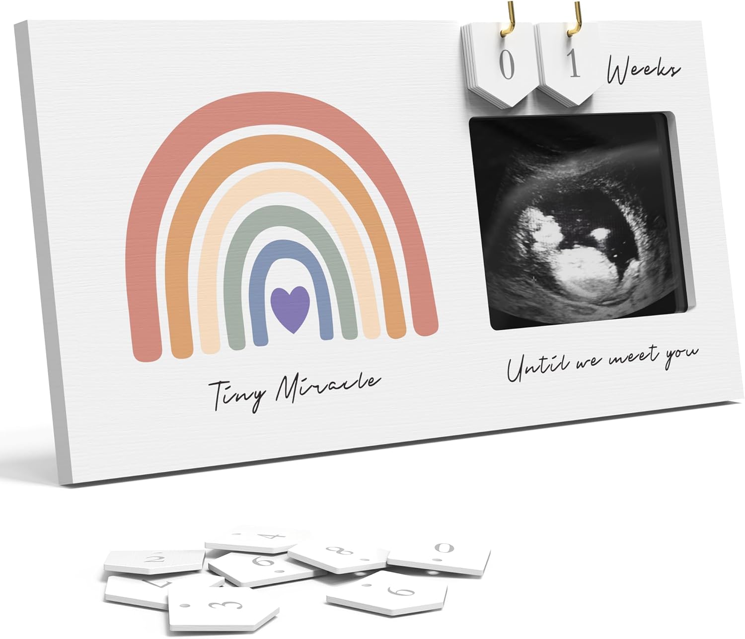 EURSET Rainbow Baby Sonogram Frame Countdown Keepsake