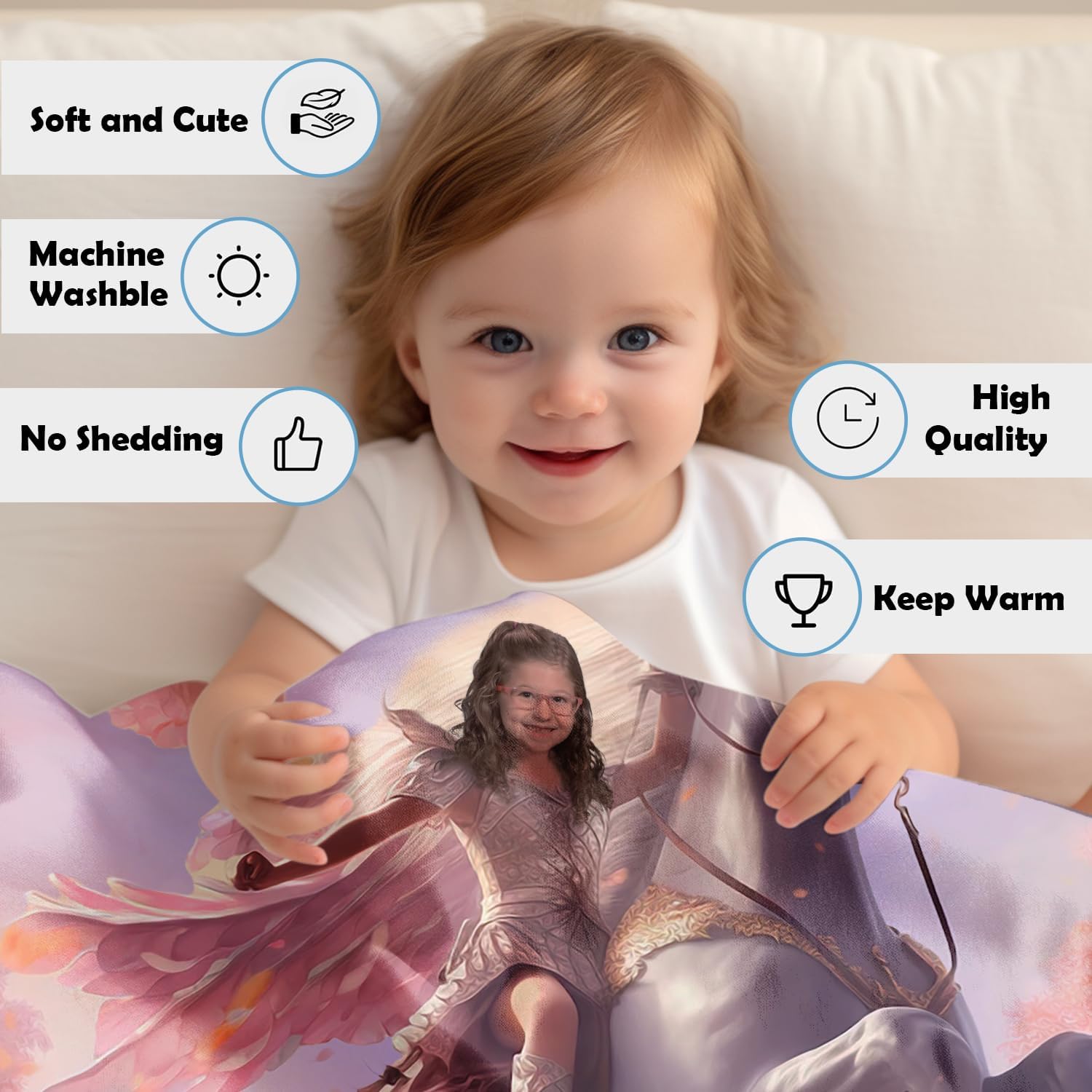 Zocoshi Personalized Princess Blanket with Custom Photo and Monogram 1