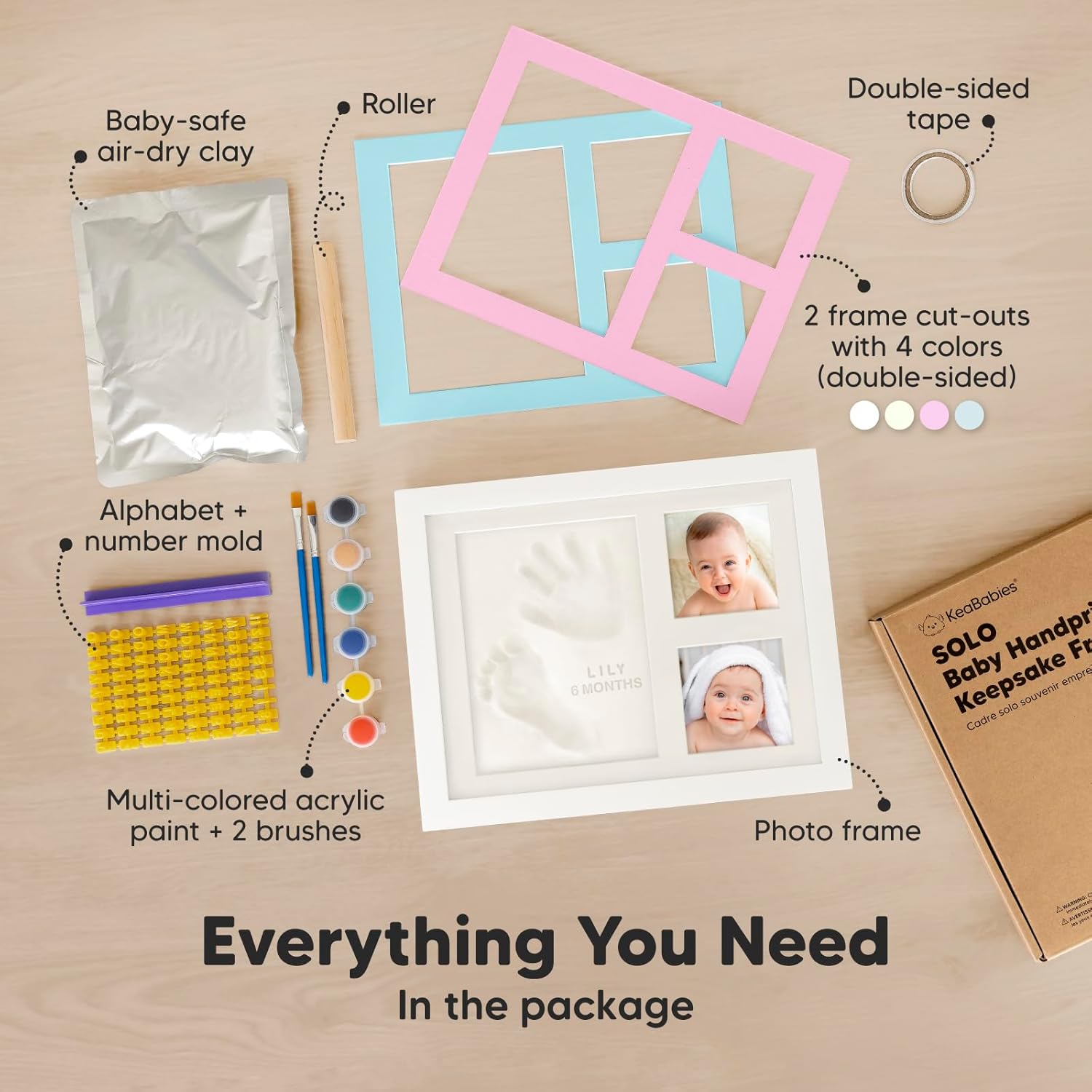 KeaBabies Baby Hand Footprint Kit - Quick Dry Clay Newborn Keepsake Personalized Gift