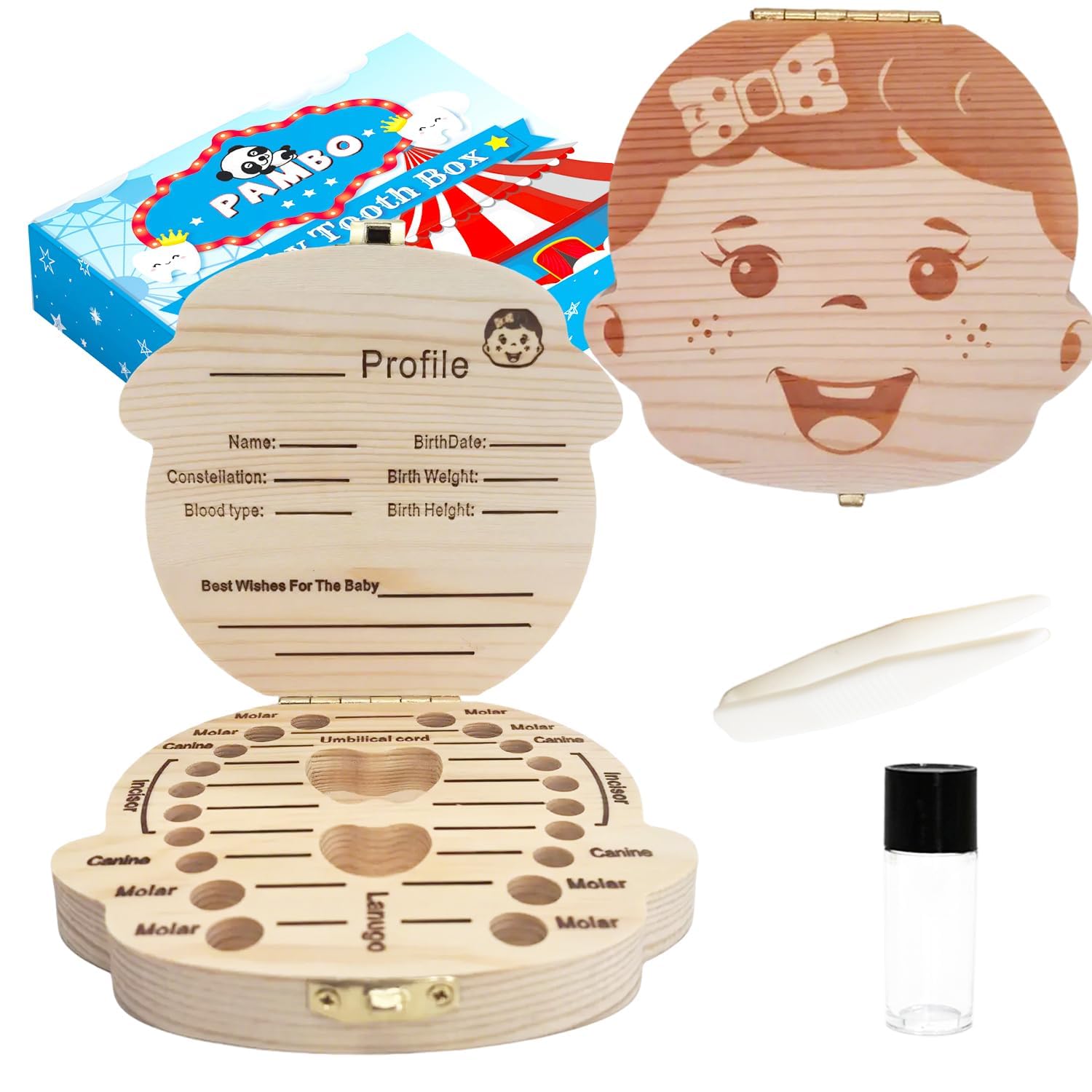 PAMBO Baby Tooth Box Keepsake for Girls 1