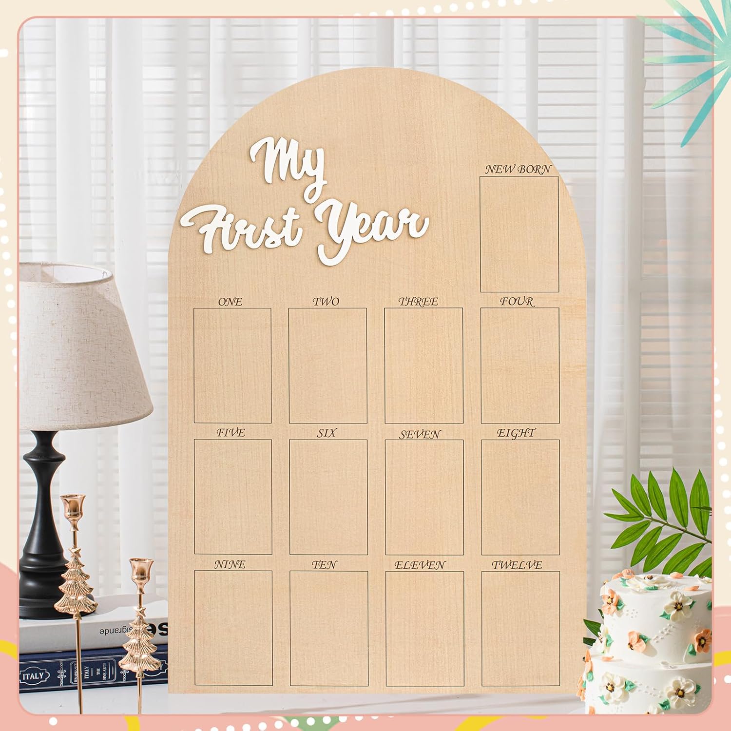 Kritkin 1st Birthday Wooden Photo Board 33x22 Inch