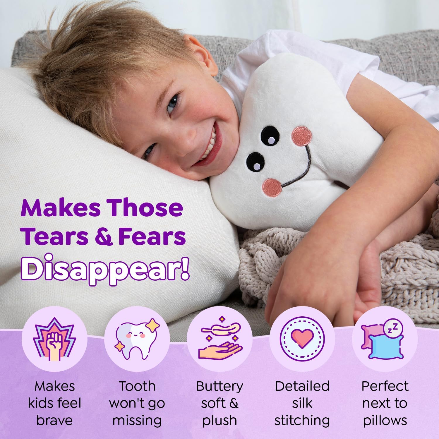 Bold N Tooth Fairy Pillow 75 Snuggly Plush with Sparkly Silver Envelope