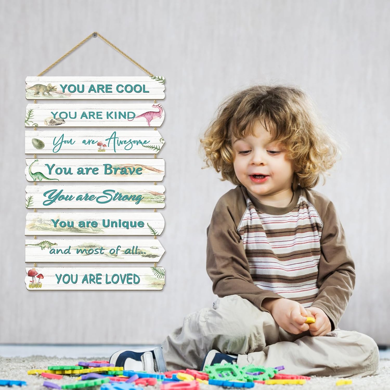 Boys Room Dinosaur Wall Decor with Inspirational Sayings