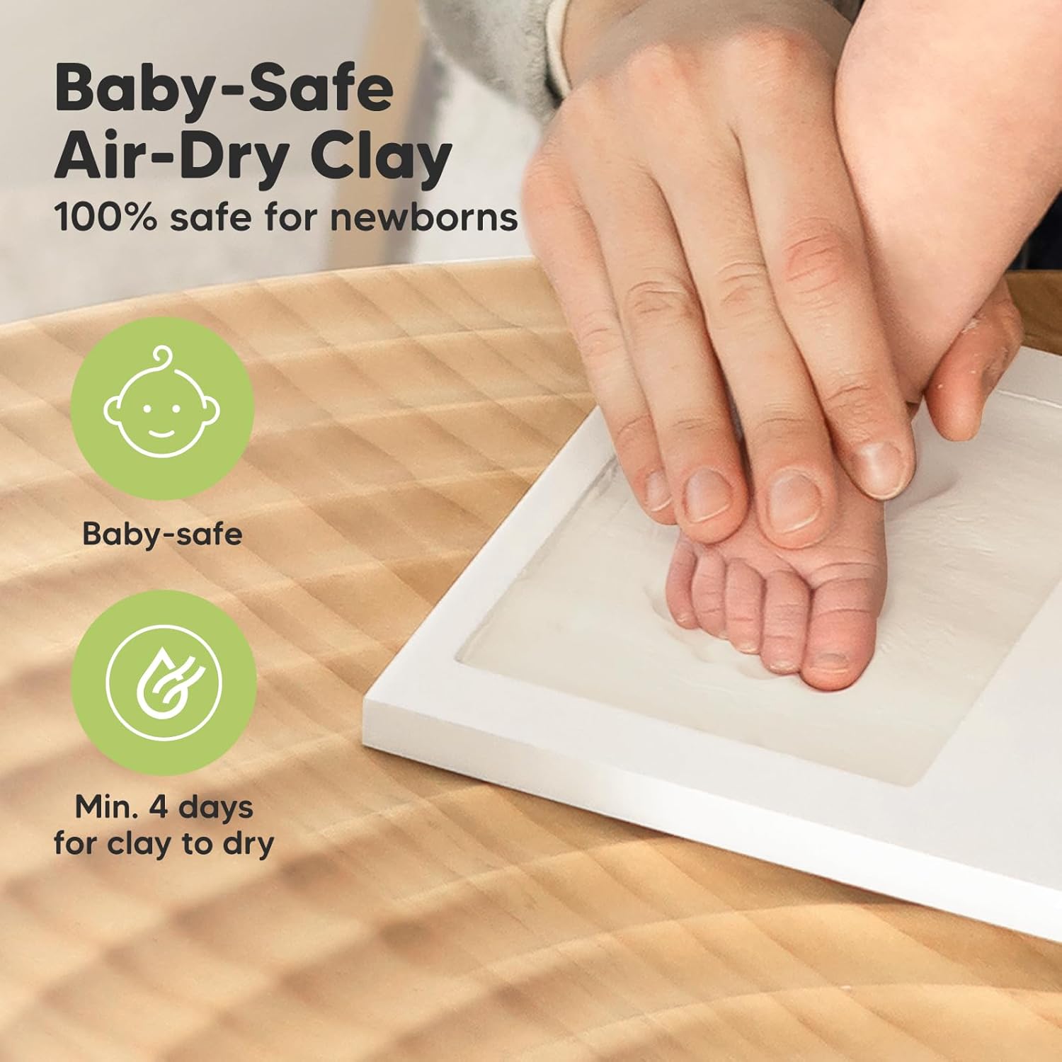 KeaBabies Baby Hand and Footprint Kit - Clay Keepsake Frame