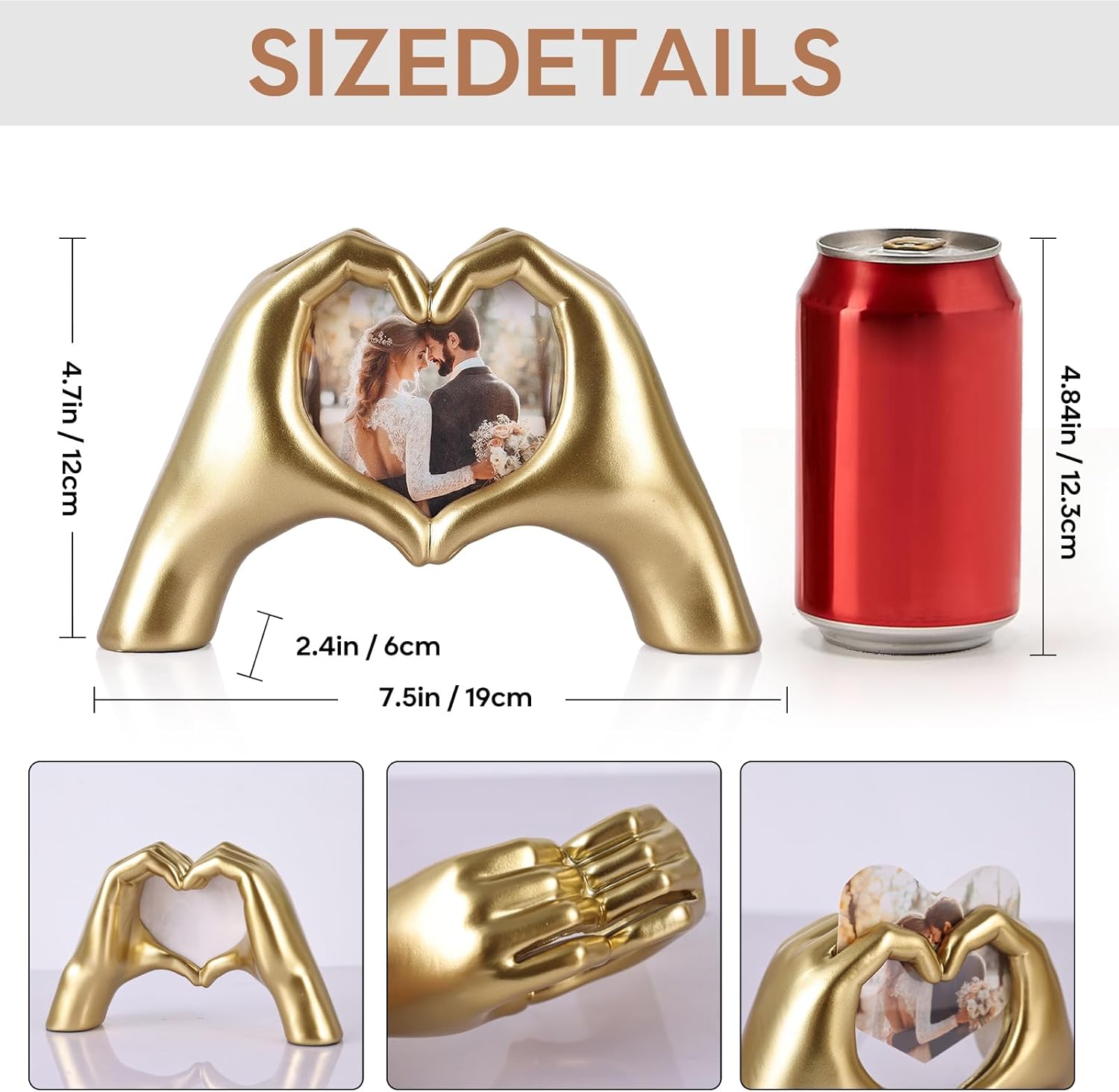 Heart Shaped Photo Frame With Gold Decoration