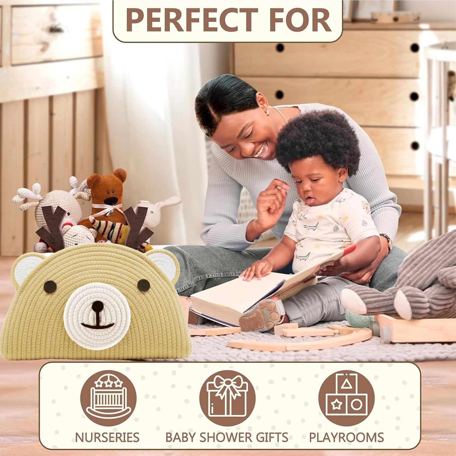 DaperCanly Baby Diaper Caddy Organizer with Bear Design