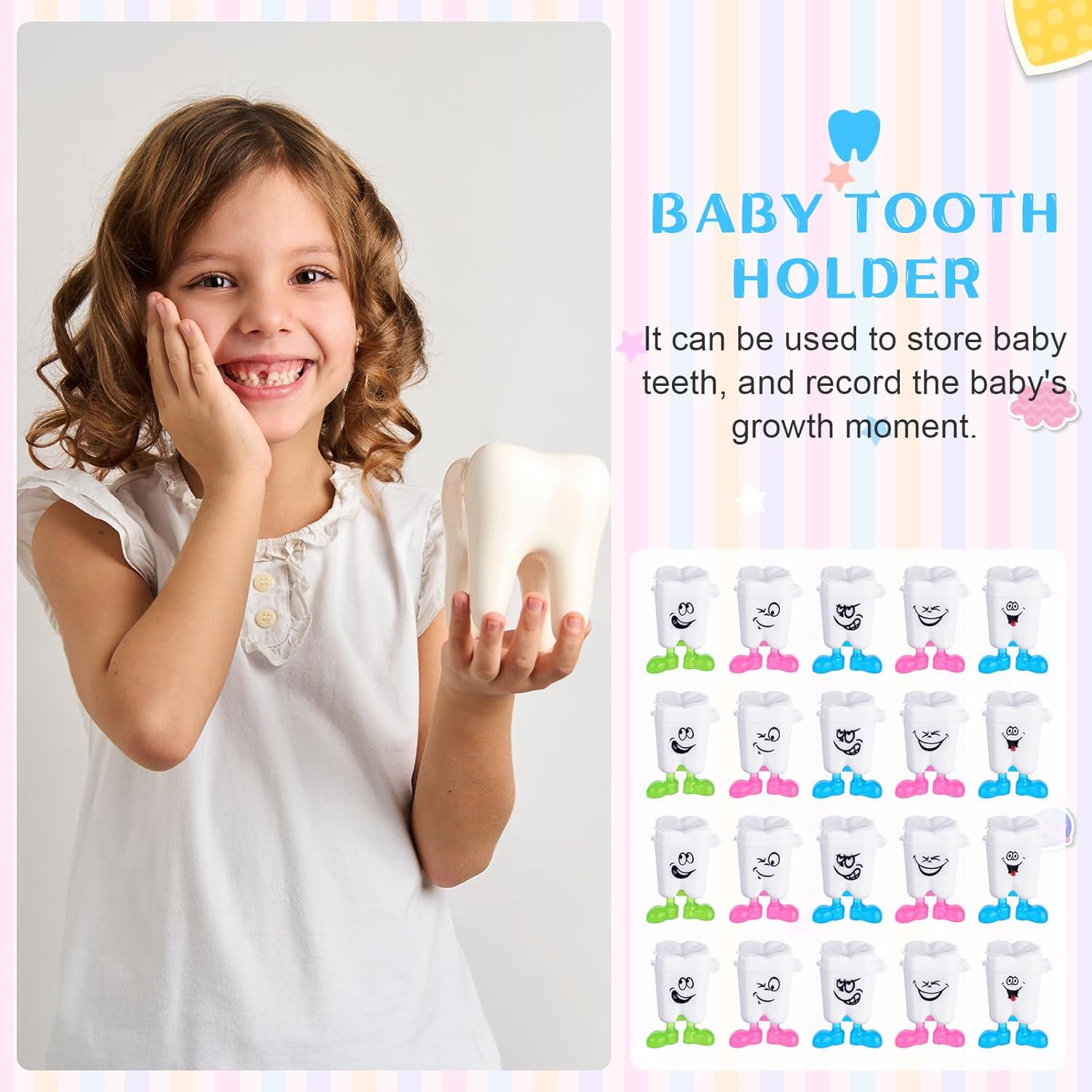 Yaomiao 30 Pcs Baby Teeth Storage Necklace Organizer Container with Lanyard