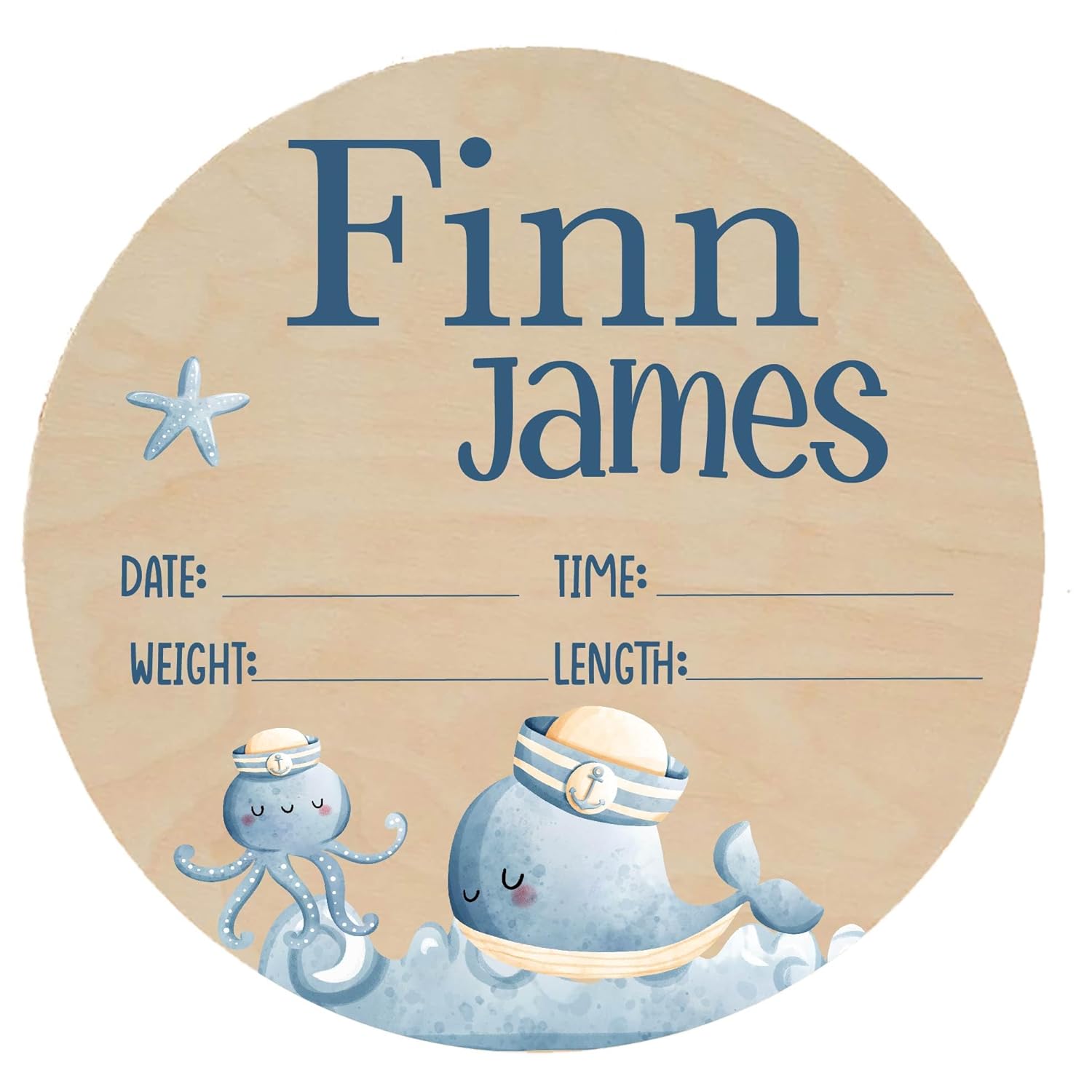 Personalized Nautical Ahoy Birth Stat Sign for Baby Boy