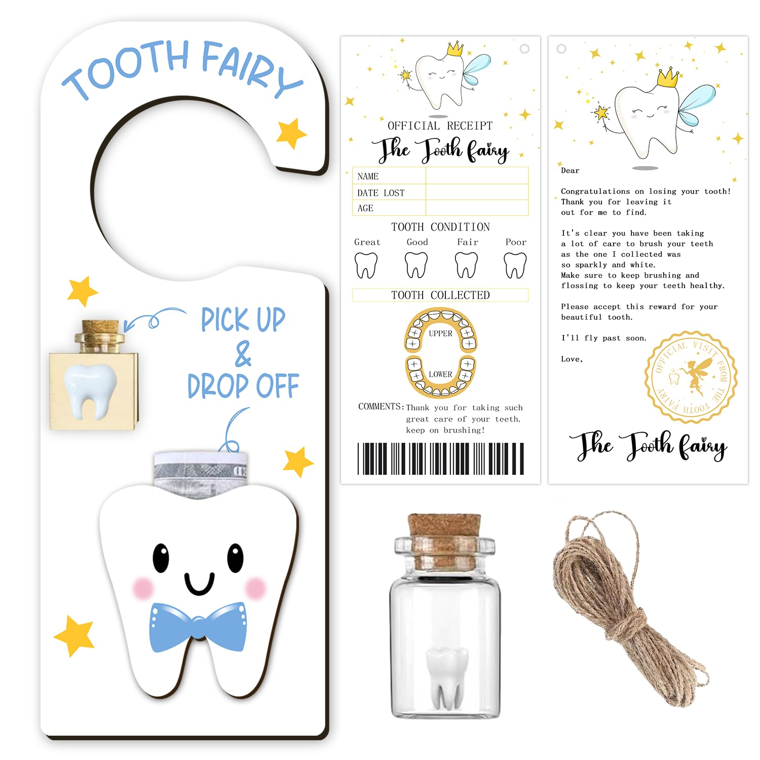 Wuguimeii 3Pcs Tooth Fairy Kit - Magical Lost Teeth Gifts