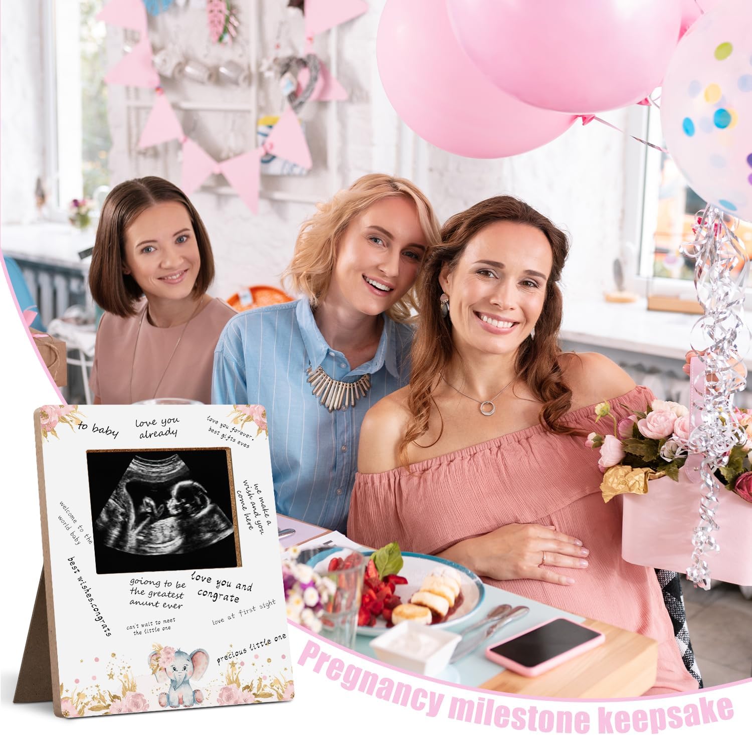 Hatzelou Baby Shower Sign Frame with Sonogram Photo