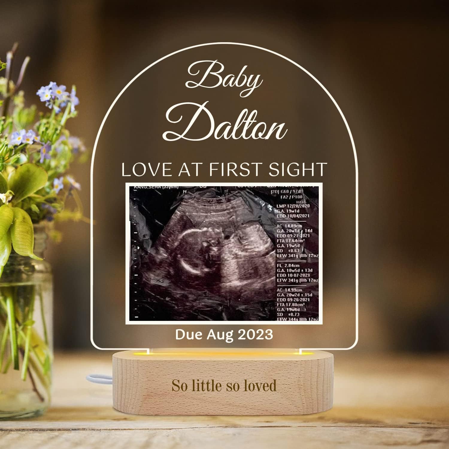 Personalized Sonogram Frame Night Light - Custom New Mom Gift