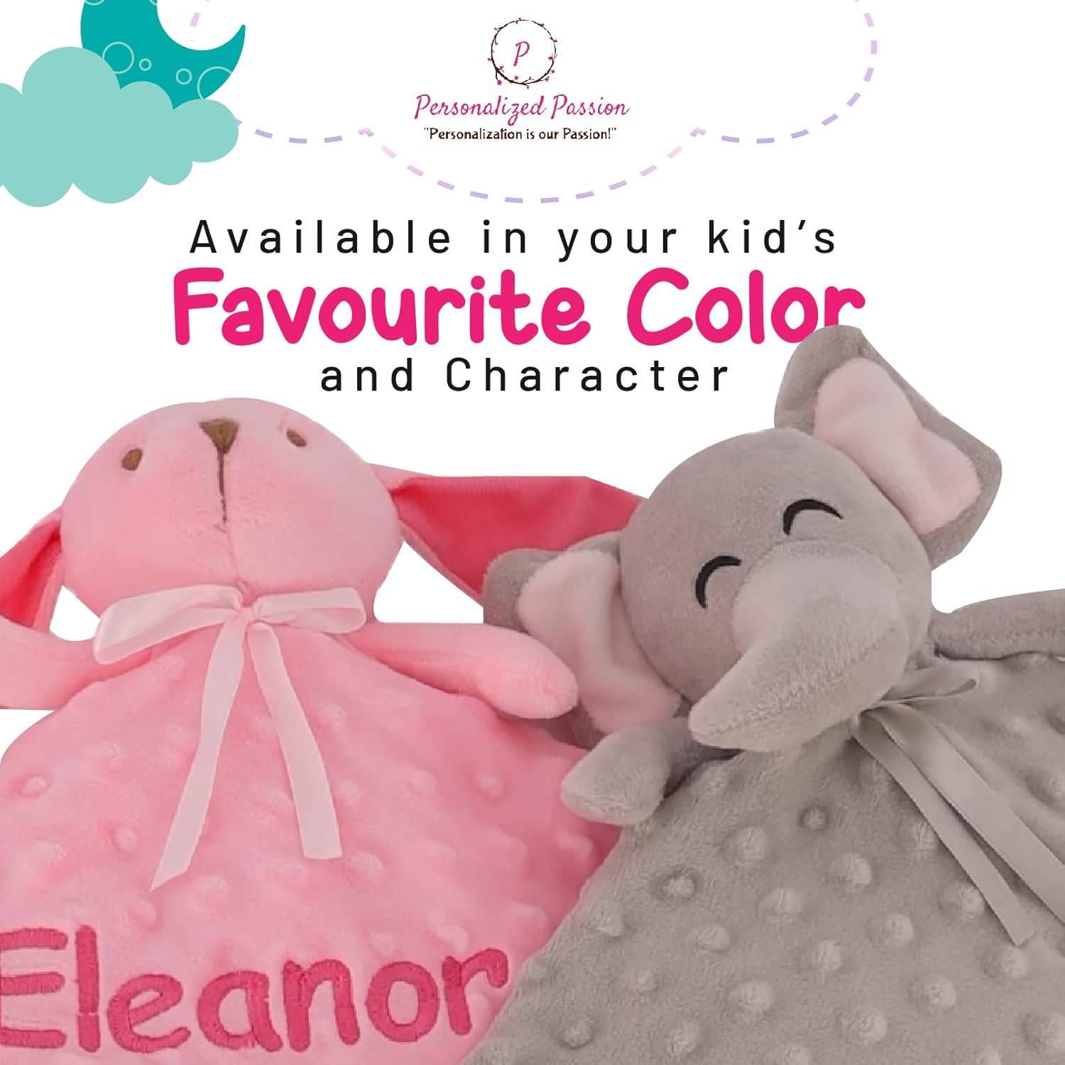 Personalized Baby Blanket Lovey with Custom Embroidered Name - Soft and Comfy Security Blanket