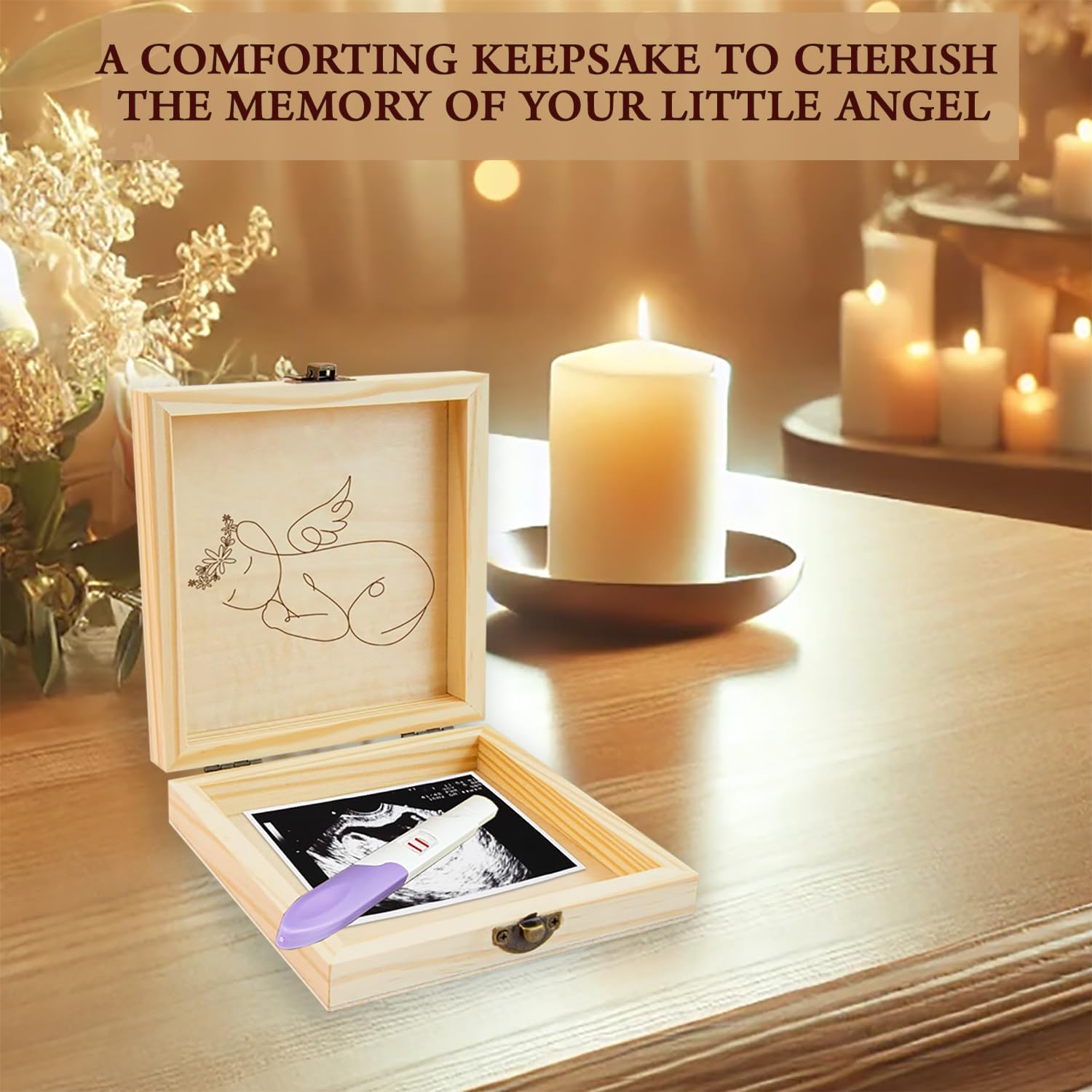 BeeGreeny Miscarriage Memory Box - Wooden Keepsake for Baby Loss