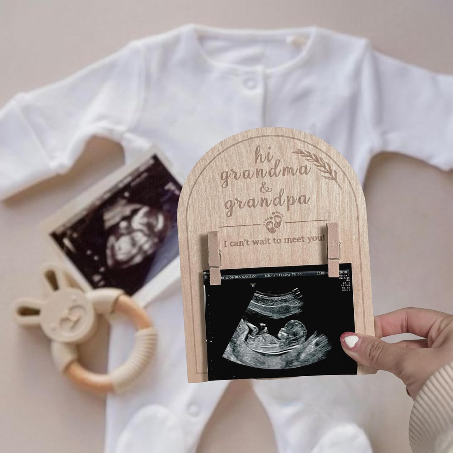 HONOCOOLS Baby Ultrasound Photo Frame - Pregnancy Reveal Keepsake for Grandparents
