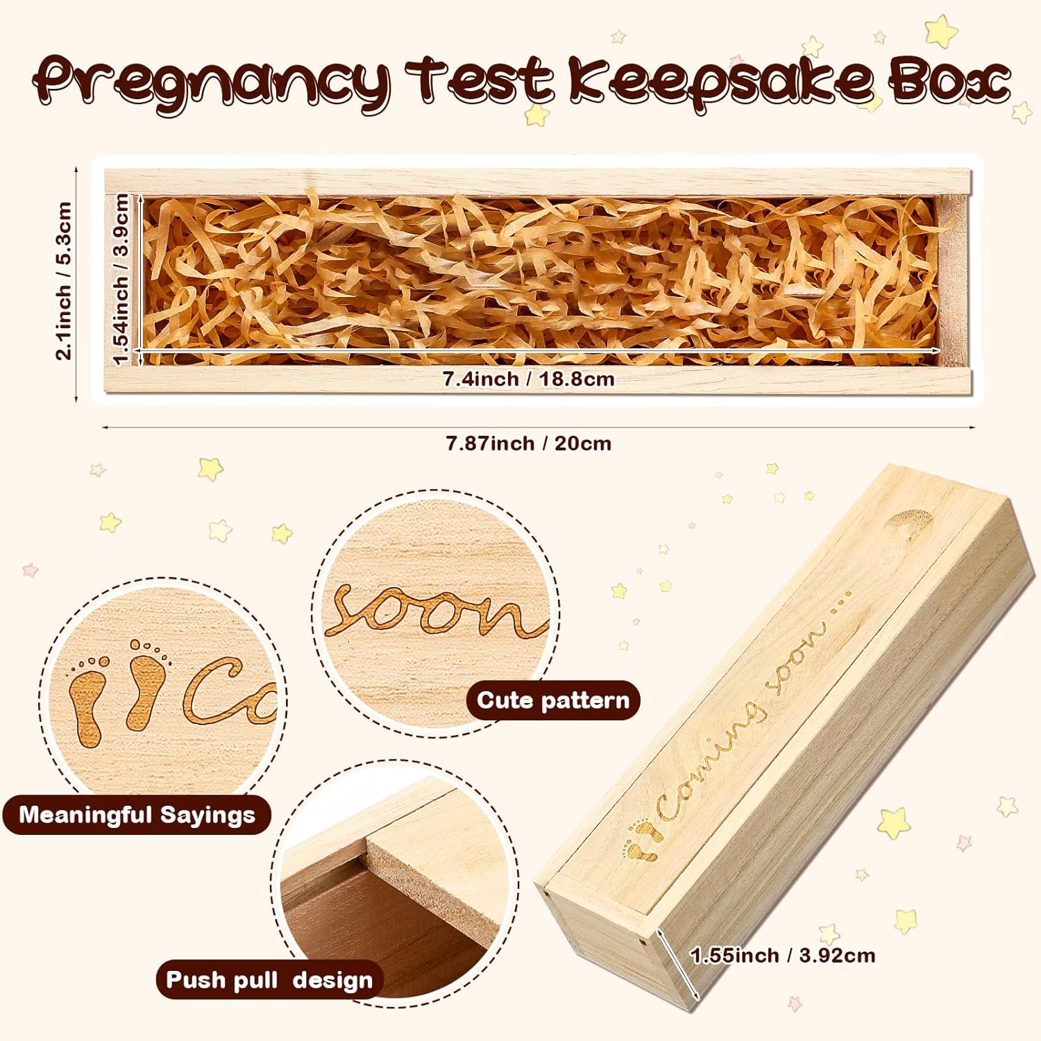 Qunclay Pregnancy Test Keepsake Box with Raffia Ribbon 1