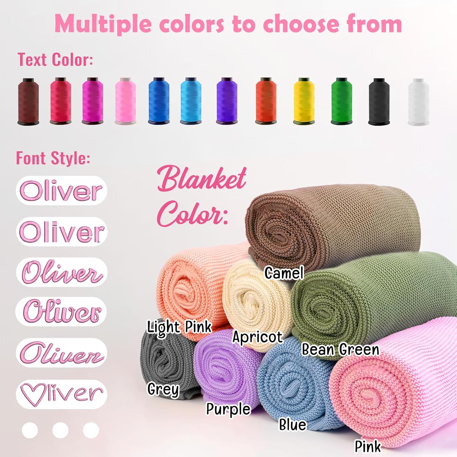Baosity Personalized Baby Blanket with Name and Pattern