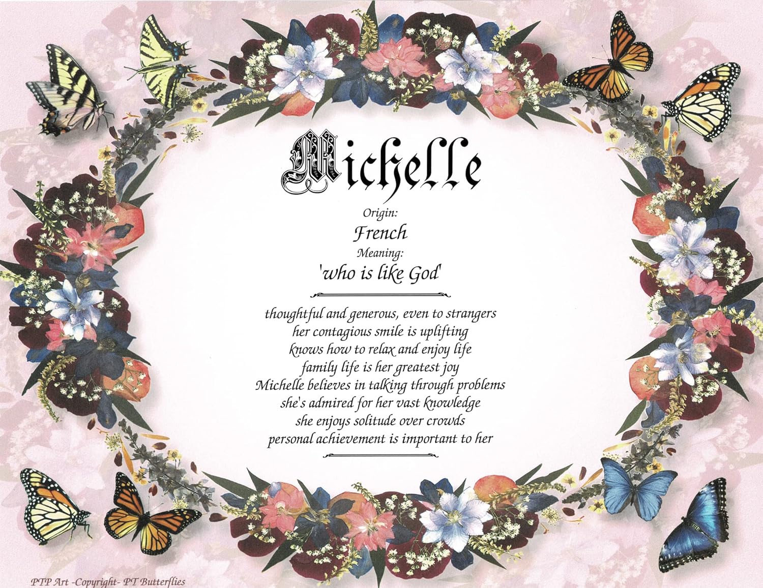 Personalized Butterfly Keepsake Print Frame 85x11