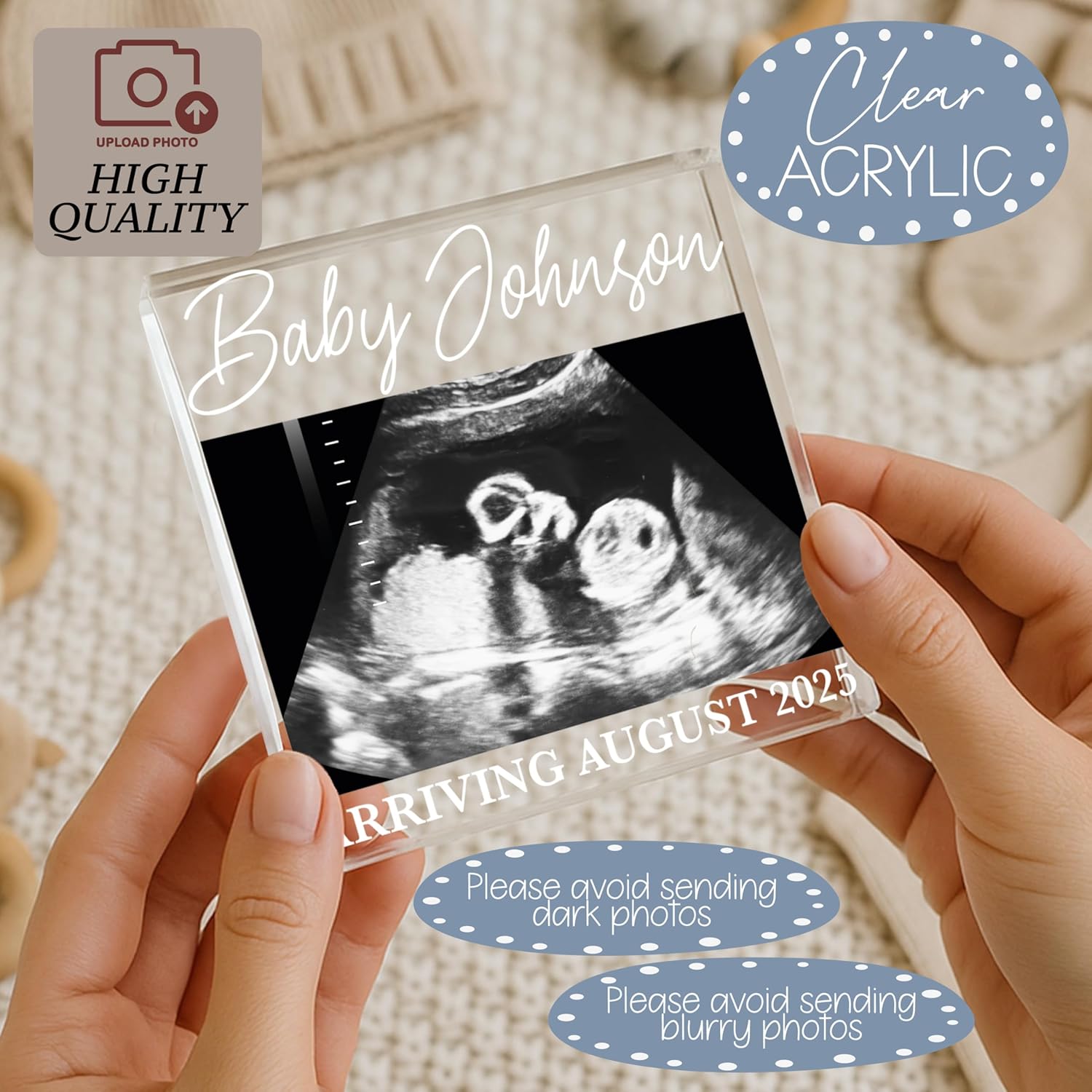 Personalized Pregnancy Keepsake Drawer Box with Ultrasound Frame