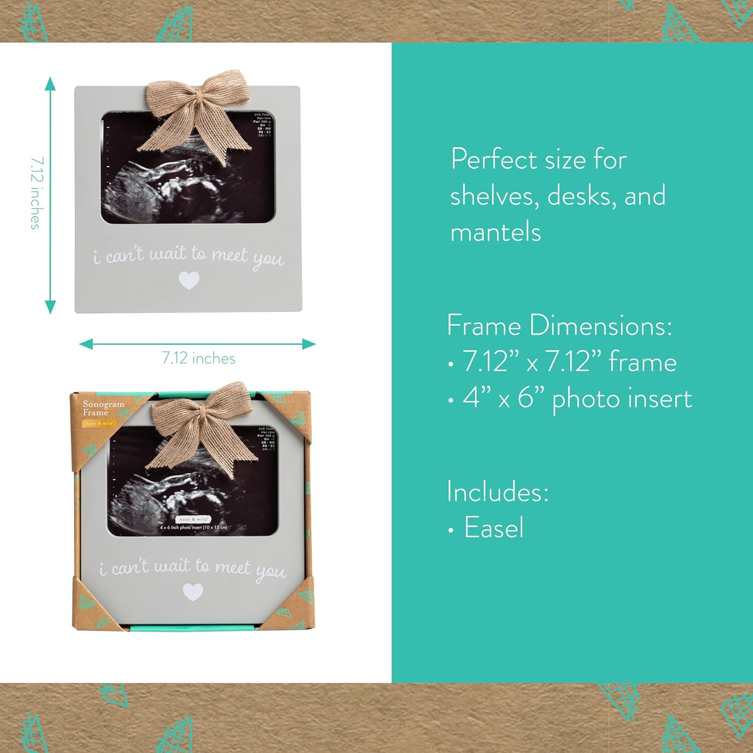 Kate Milo Sonogram Photo Frame Gray