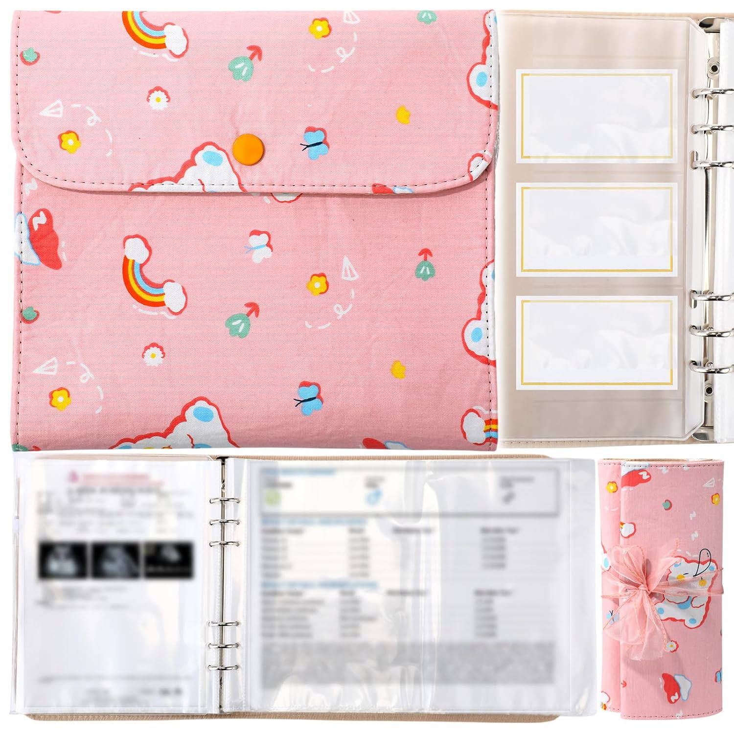 Marspark Pink Bear Baby Document Organizer