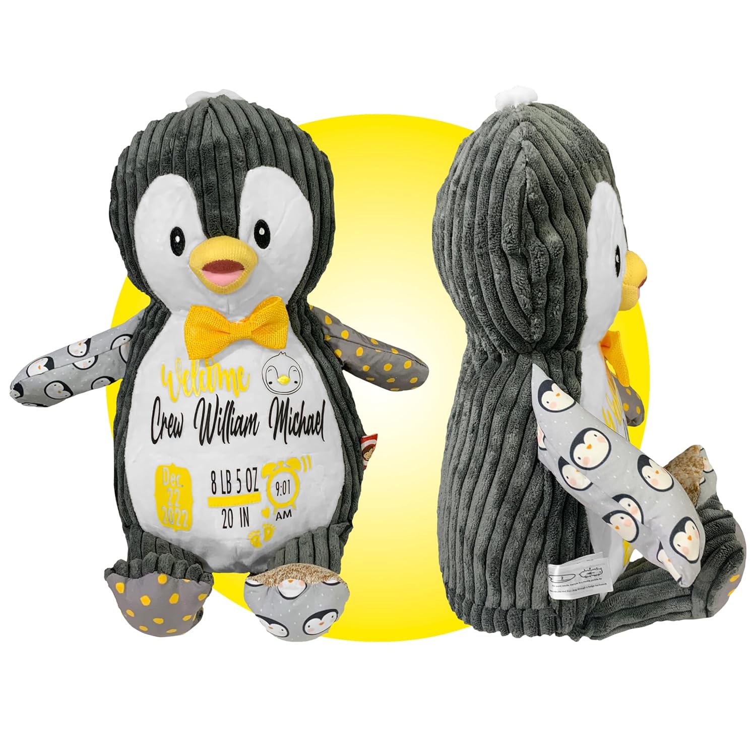 Personalized Baby Stats Penguin Plushie - Birth Announcement Keepsake 1
