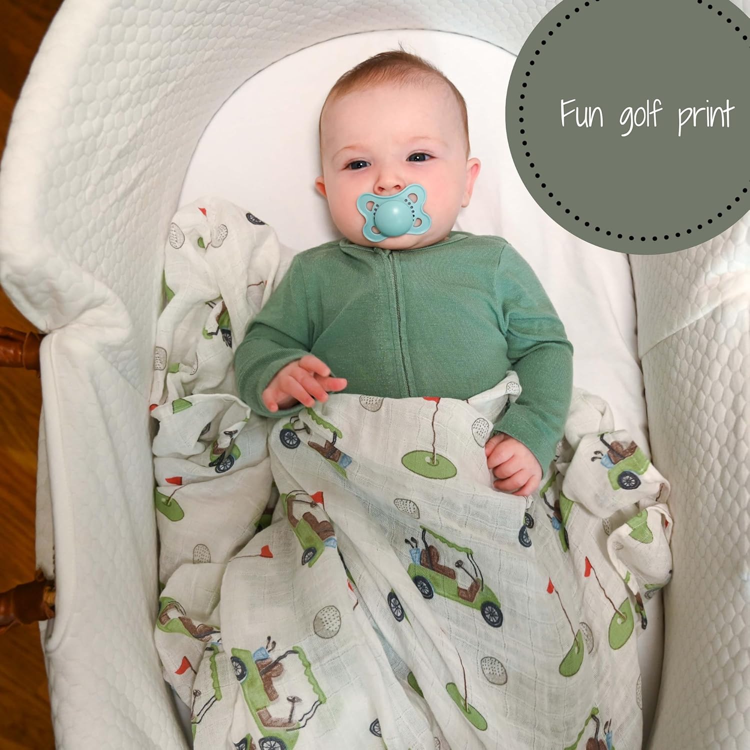 LollyBanks Golf Print Swaddle Blanket - 47x47 Inches