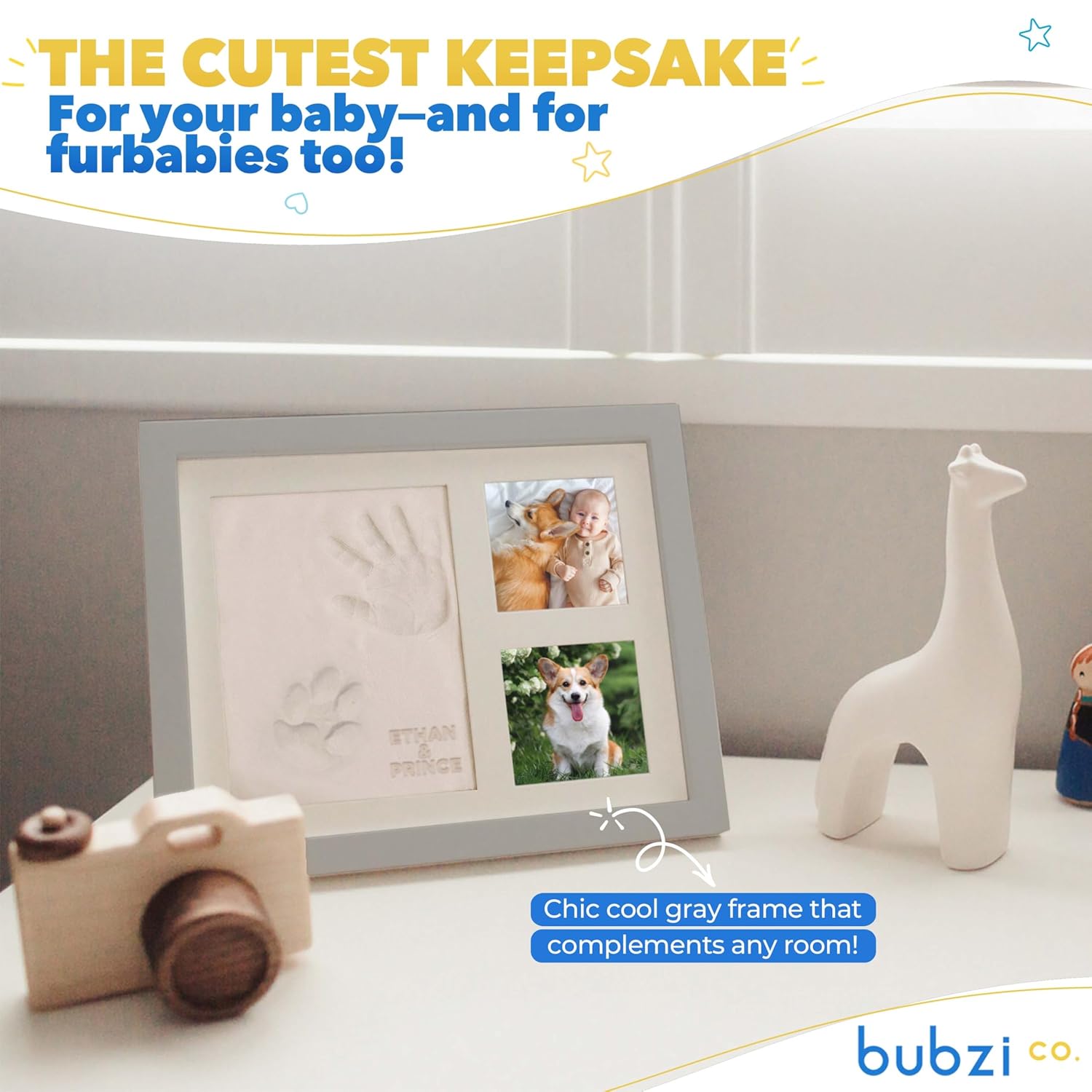 Bubzi Co Baby Footprint and Hand Print Kit - Cool Gray 1