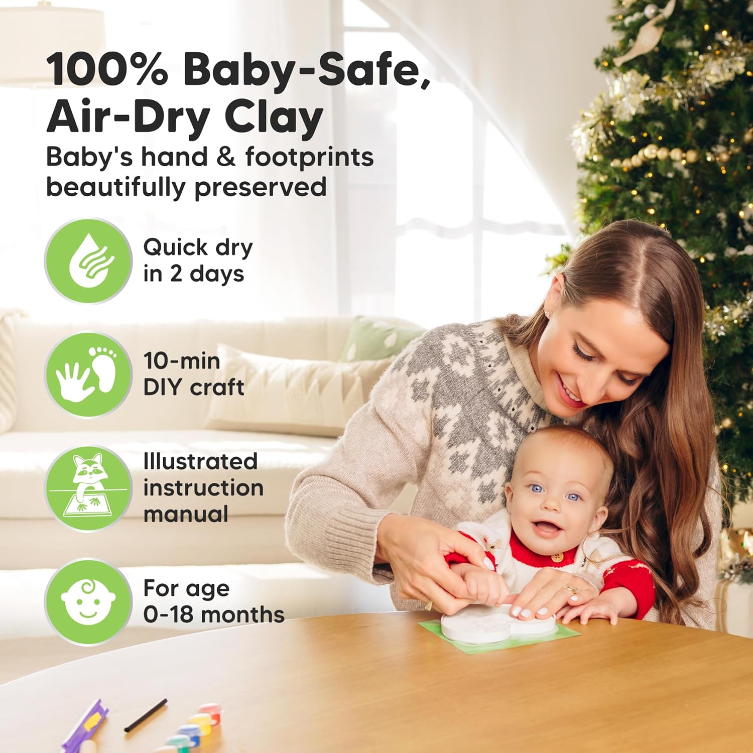 KeaBabies Baby Hand Footprint Kit - Quick Dry Ornament Kit for Newborns