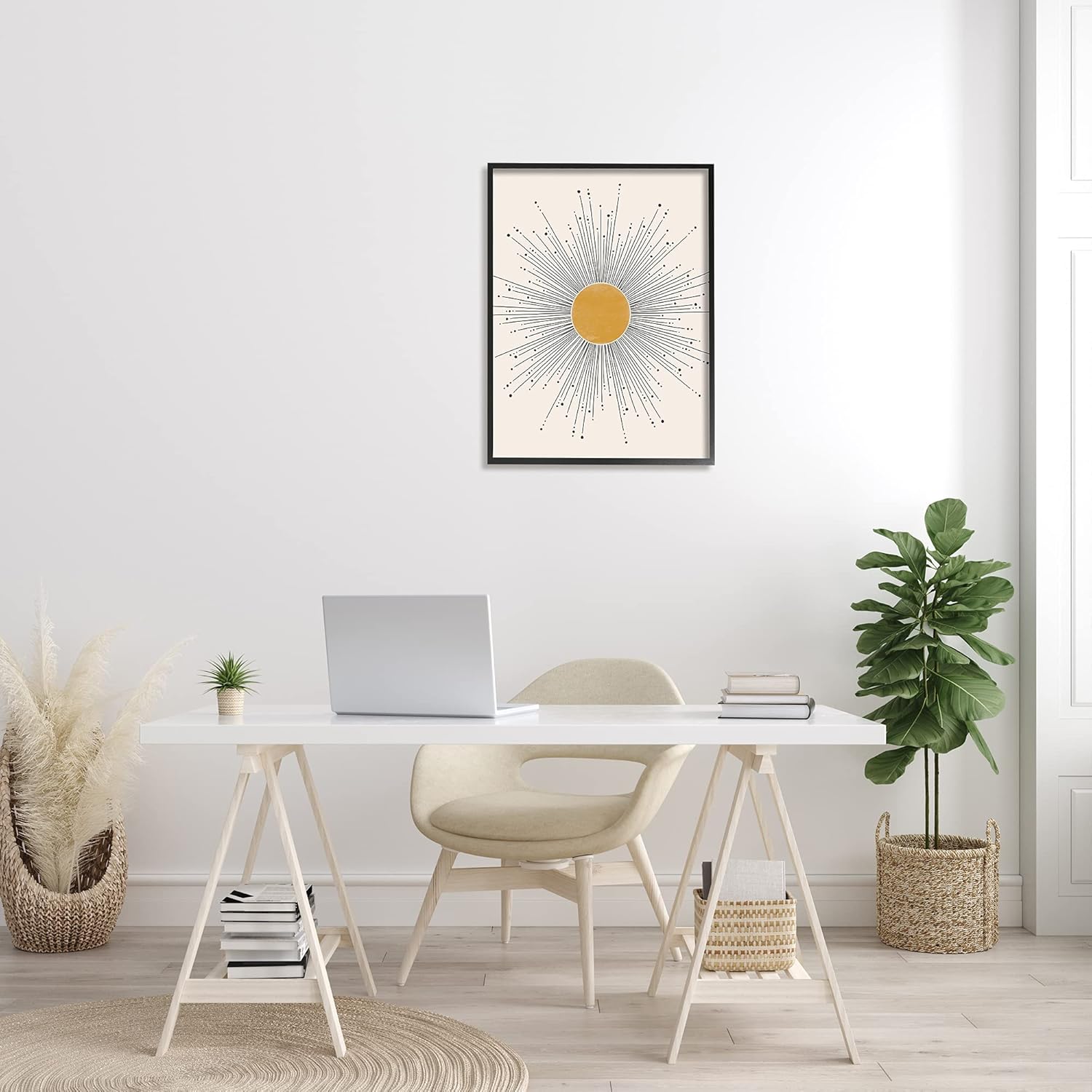 Stupell Industries Deco Summer Sun Wall Art 24x30 Black Framed