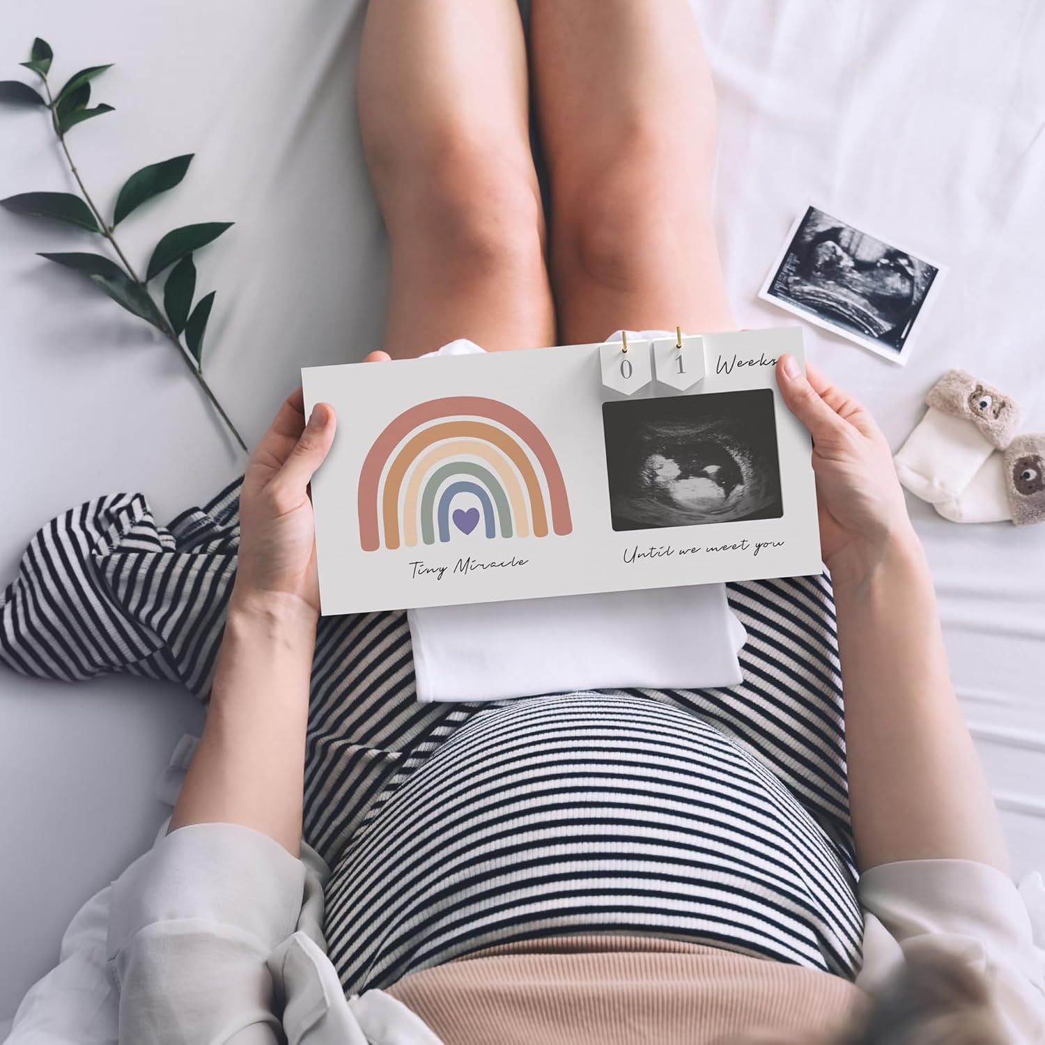 EURSET Rainbow Baby Sonogram Frame Countdown Keepsake