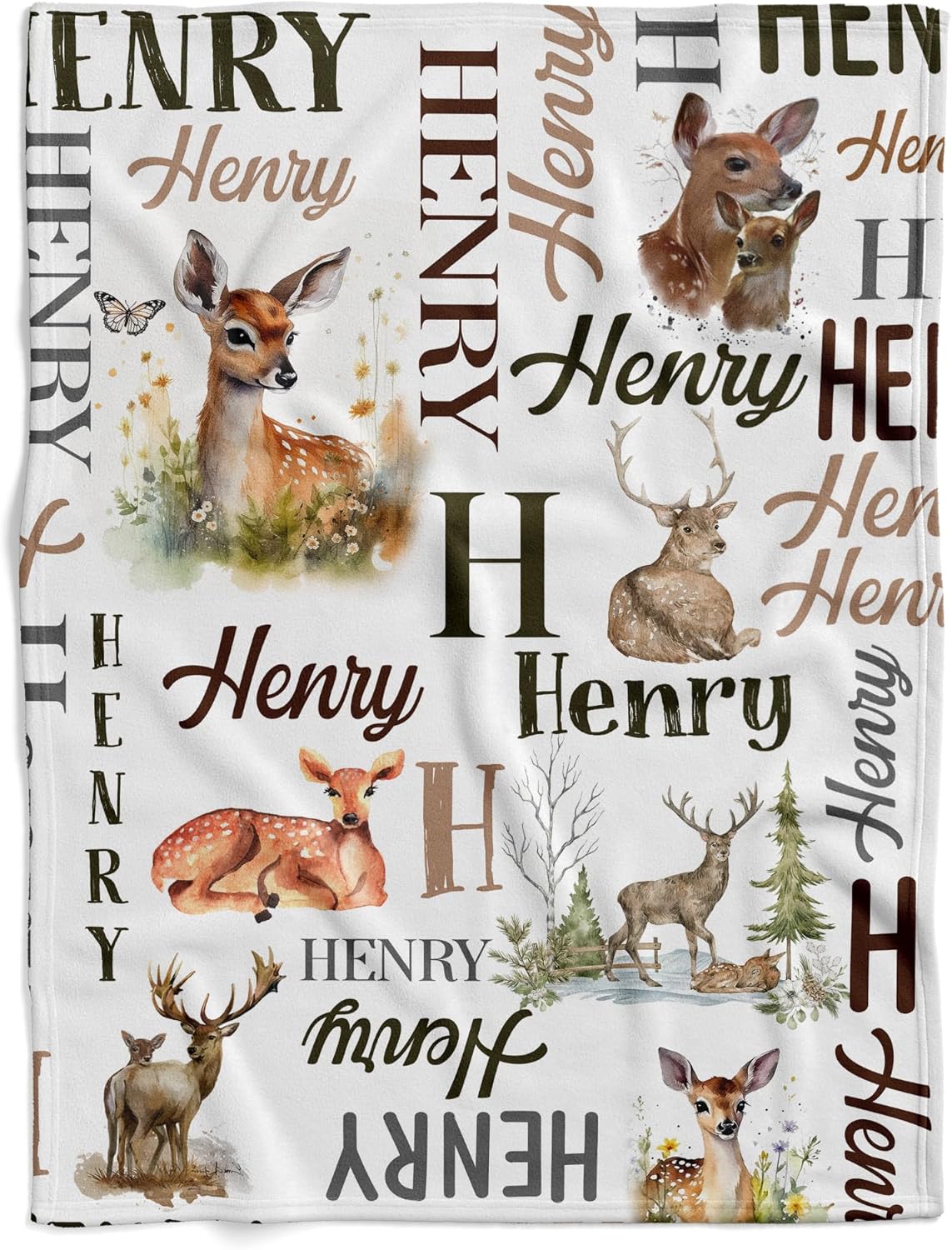 Personalized Deer Baby Blanket with Custom Name