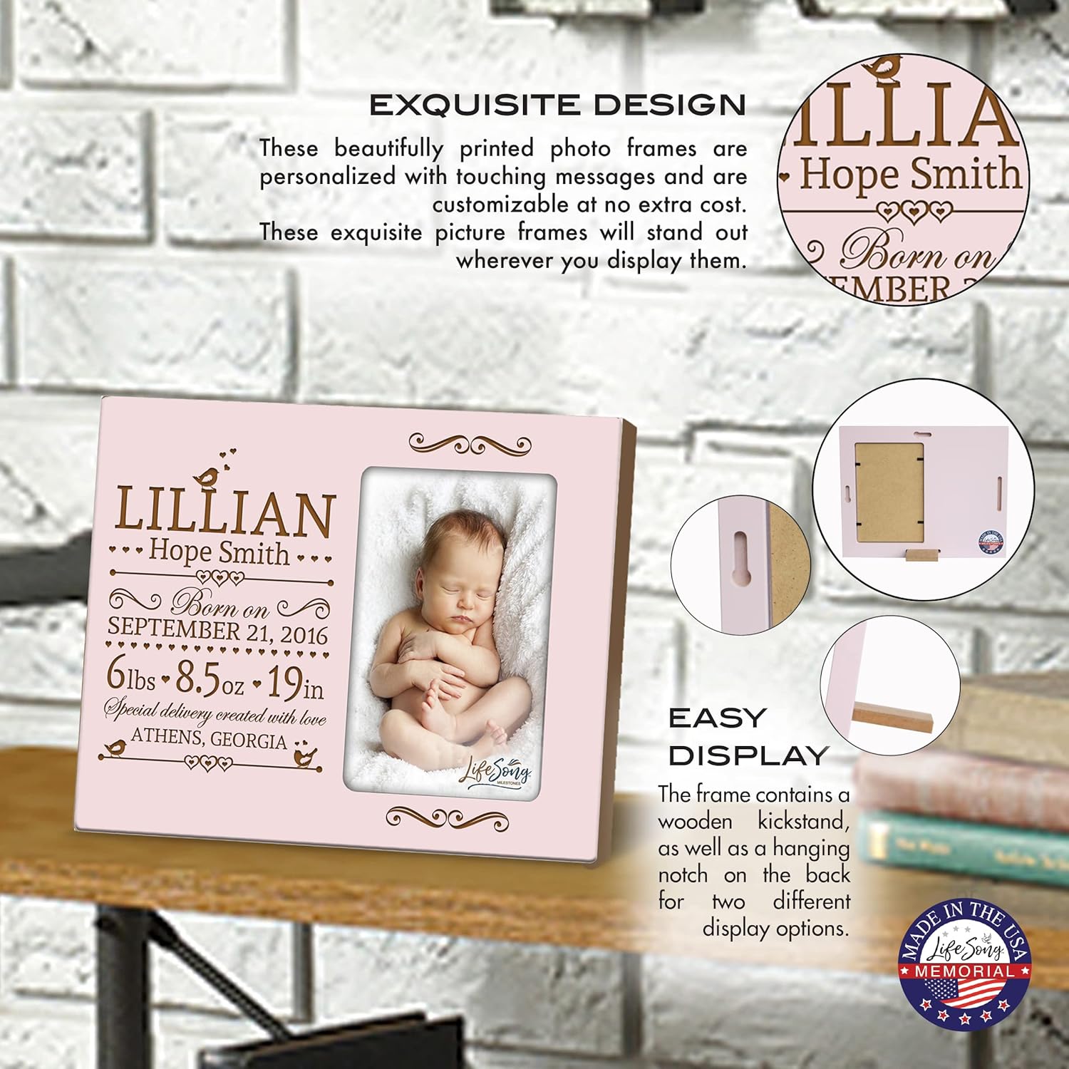 LifeSong Milestones New Baby Birth Announcement Frame