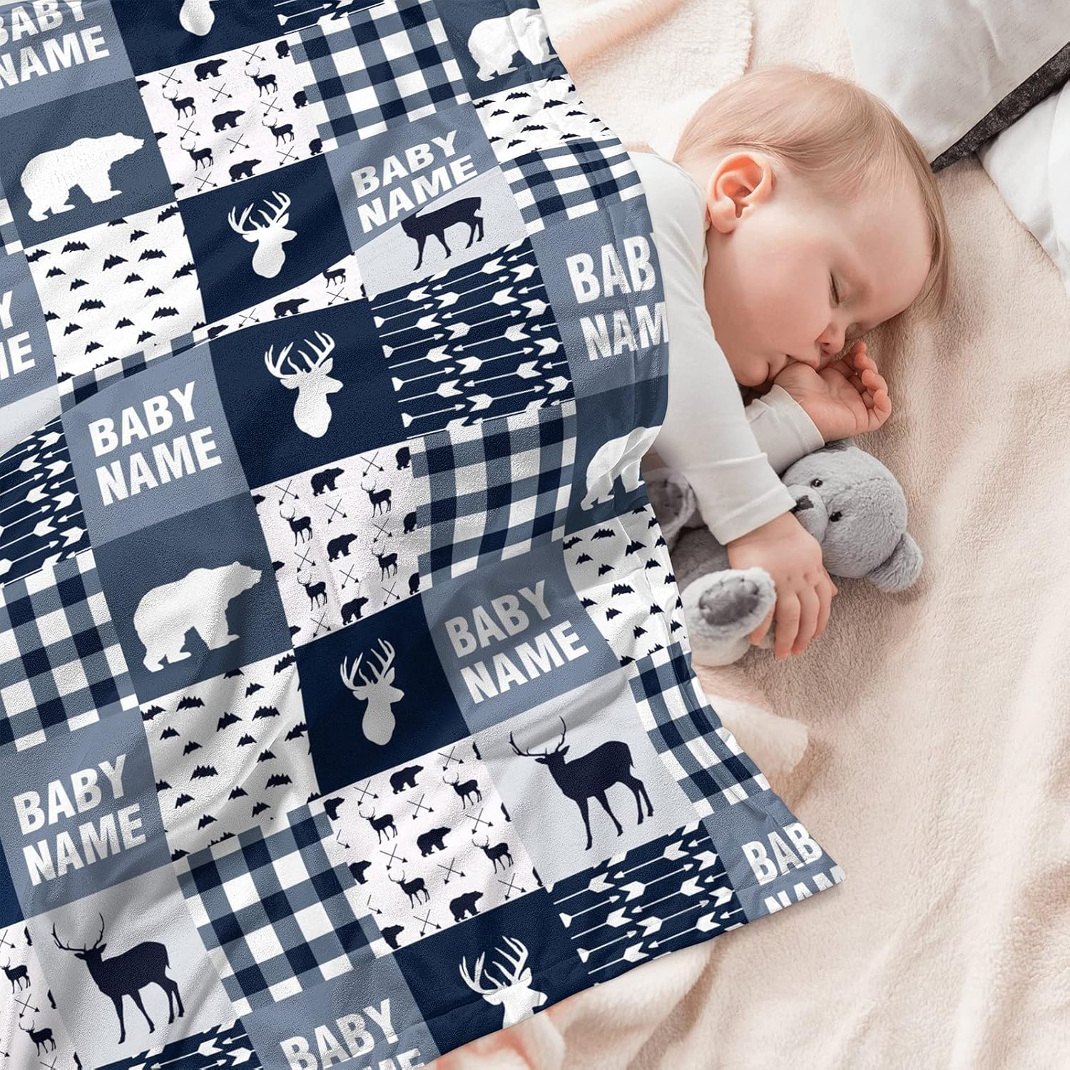 Munific Woodland Deer Personalized Baby Blanket with Name