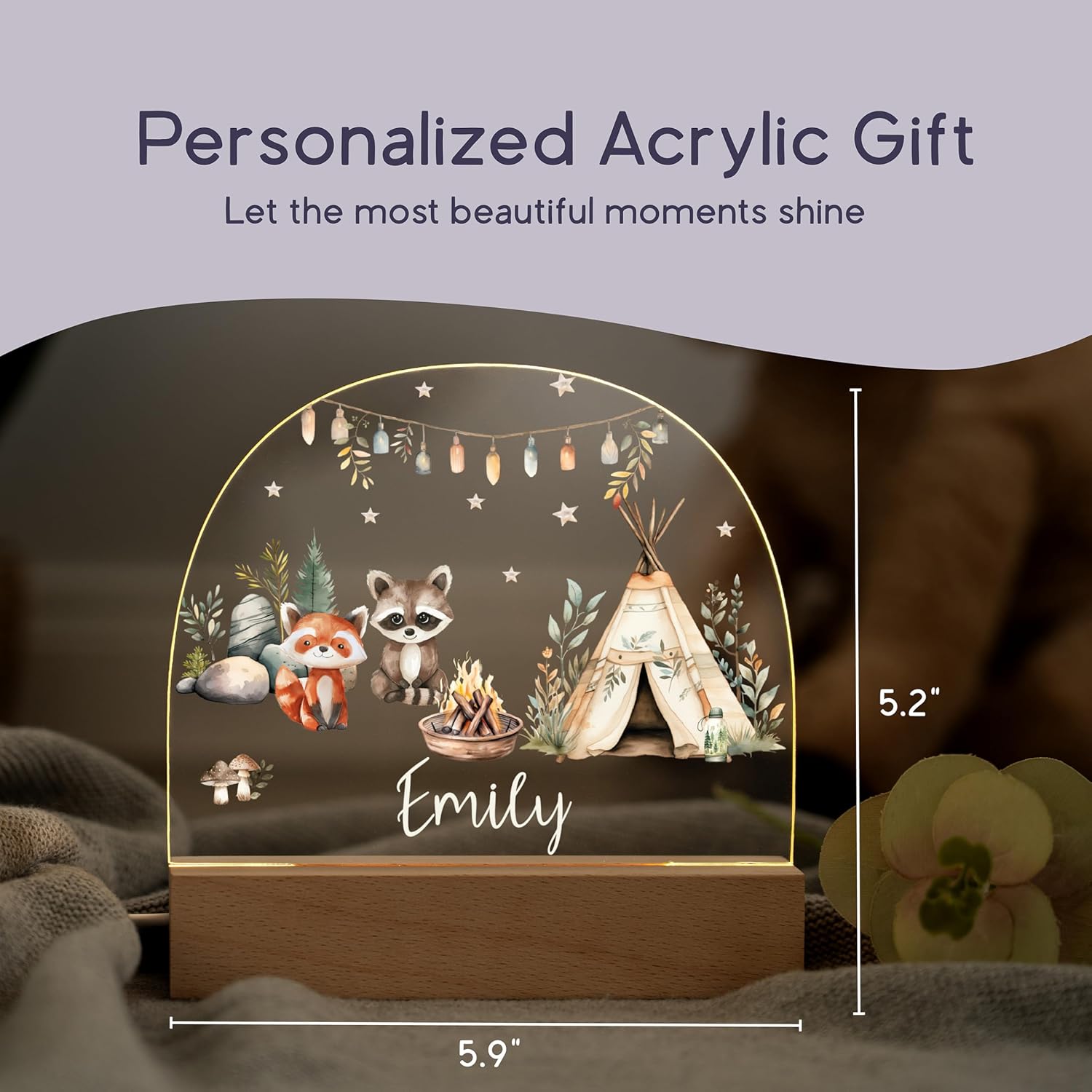 Personalized Baby Bear Night Light with Custom Name 1