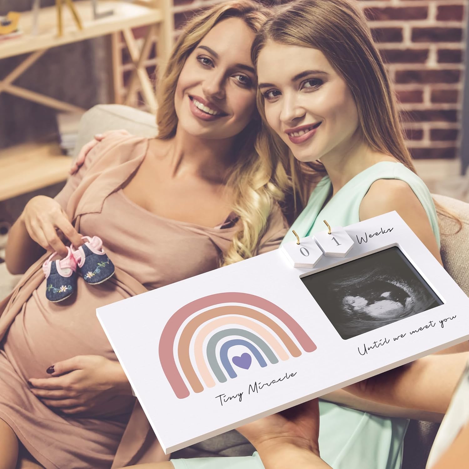 EURSET Rainbow Baby Sonogram Frame Countdown Keepsake