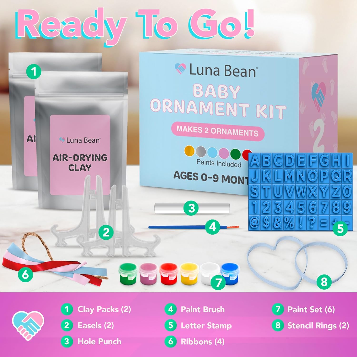 Luna Bean Hand Footprint Kit - Safe Keepsake Ornament
